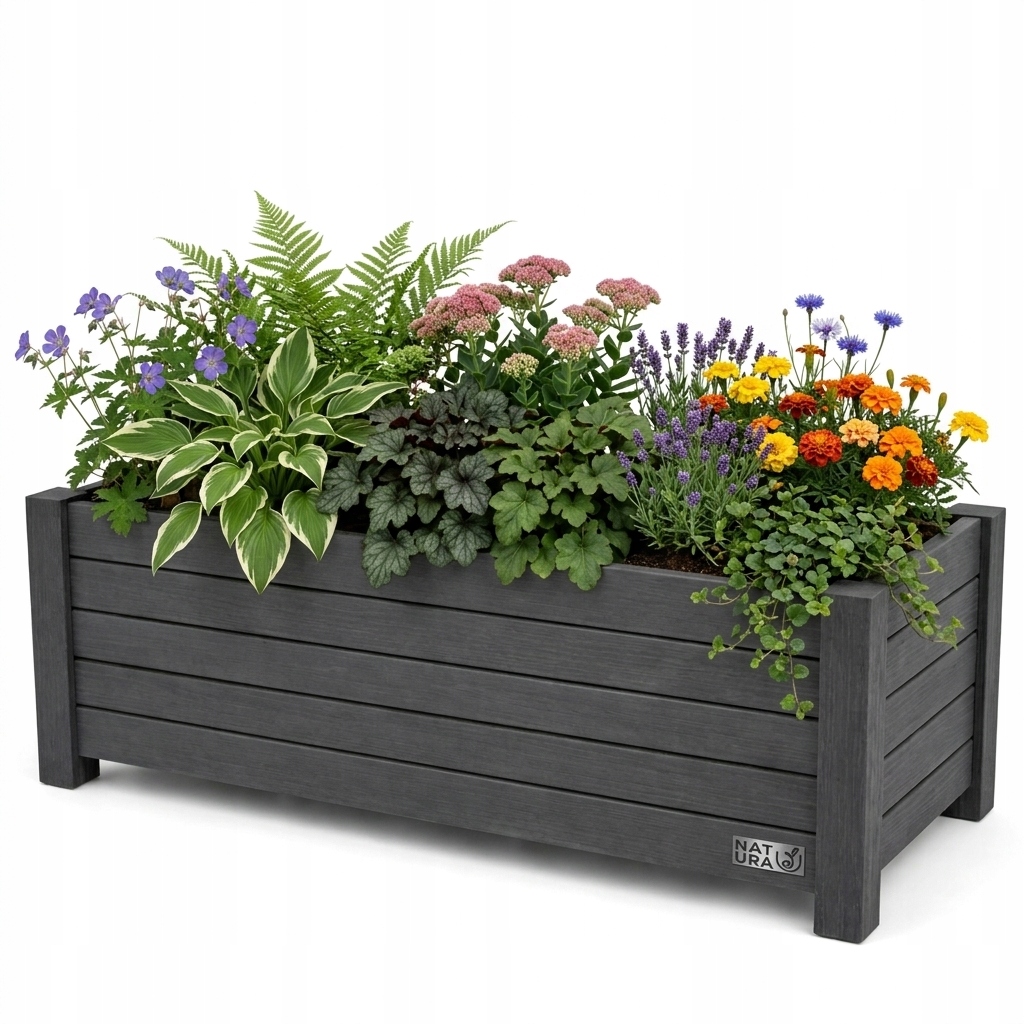 Donica drewniana ogrodowa Duża Skrzynka na Kwiaty taras Warzywa Balkon Graf