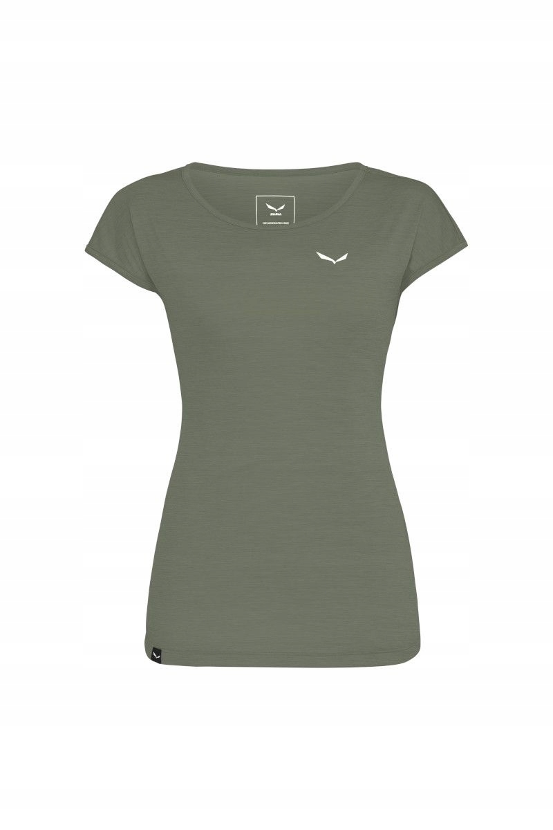 Koszulka trekkingowa damska Salewa Puez Melange Dry Ss Tee Women zielona XL