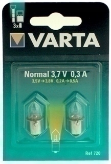 

2x Żarówka Varta Żarówka 720 3,7V 0,3A do latarki