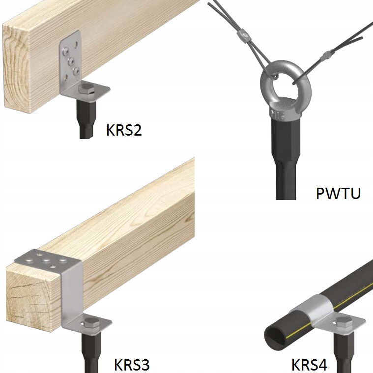 KOTWA WKRĘCANA DO ZIEMI Z GWINTEM PWT 100/600/M12 Długość całkowita 636 mm
