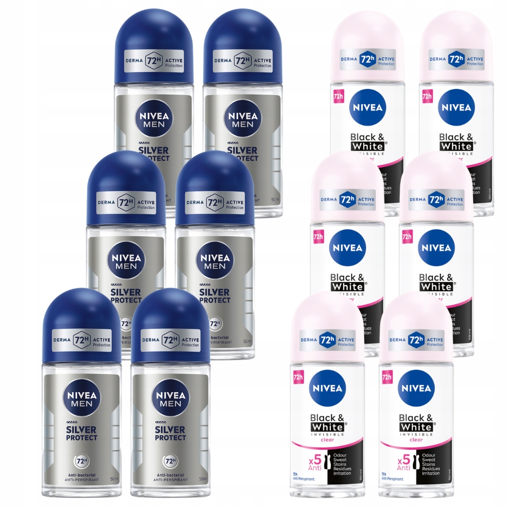 Nivea Sada antiperspirantů, kulička pod podpaží pro muže 50 ml x 6 dámská 50 ml x 6