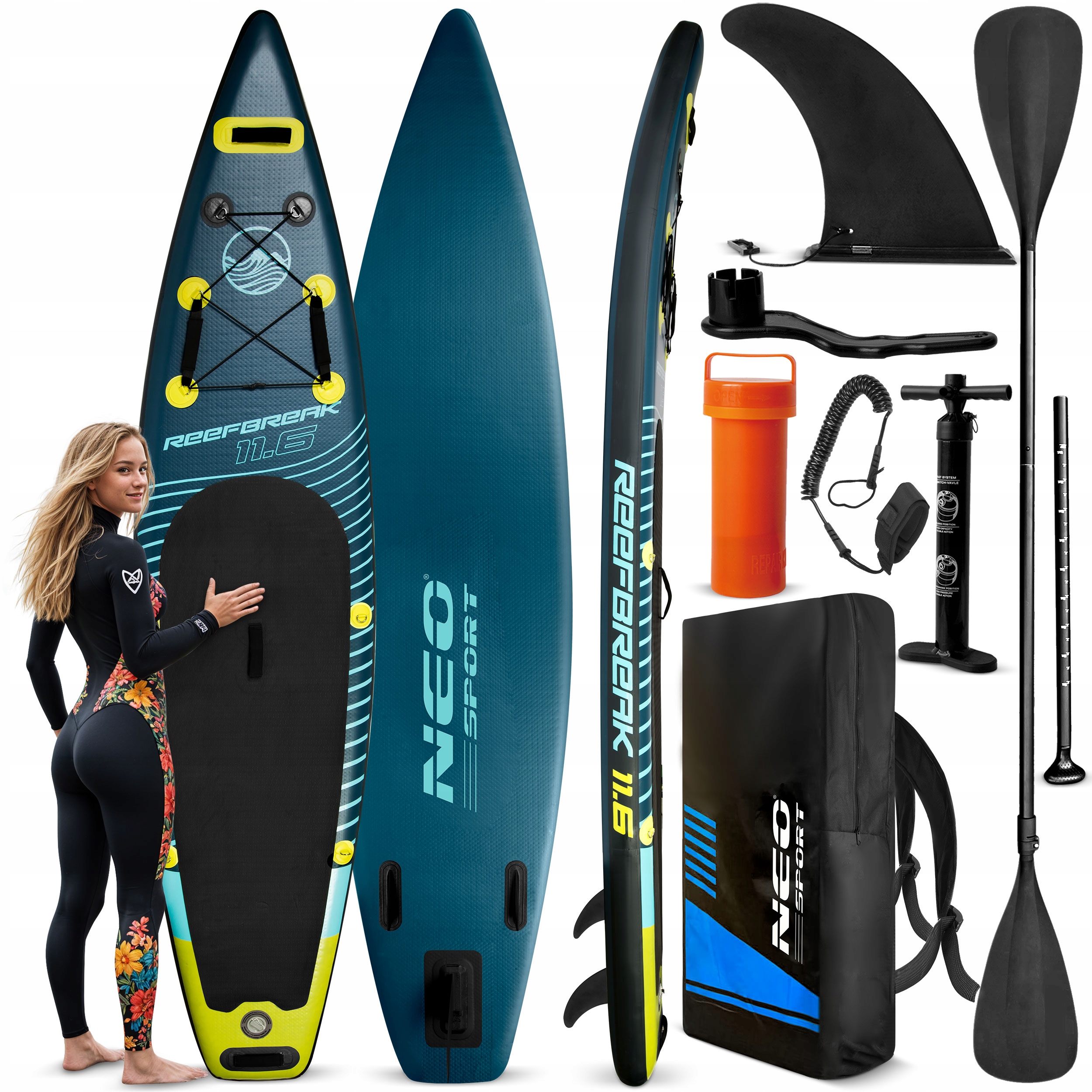 Deska Sup do pływania pompowana Stand Up Paddle 350cm Akcesoria Zestaw