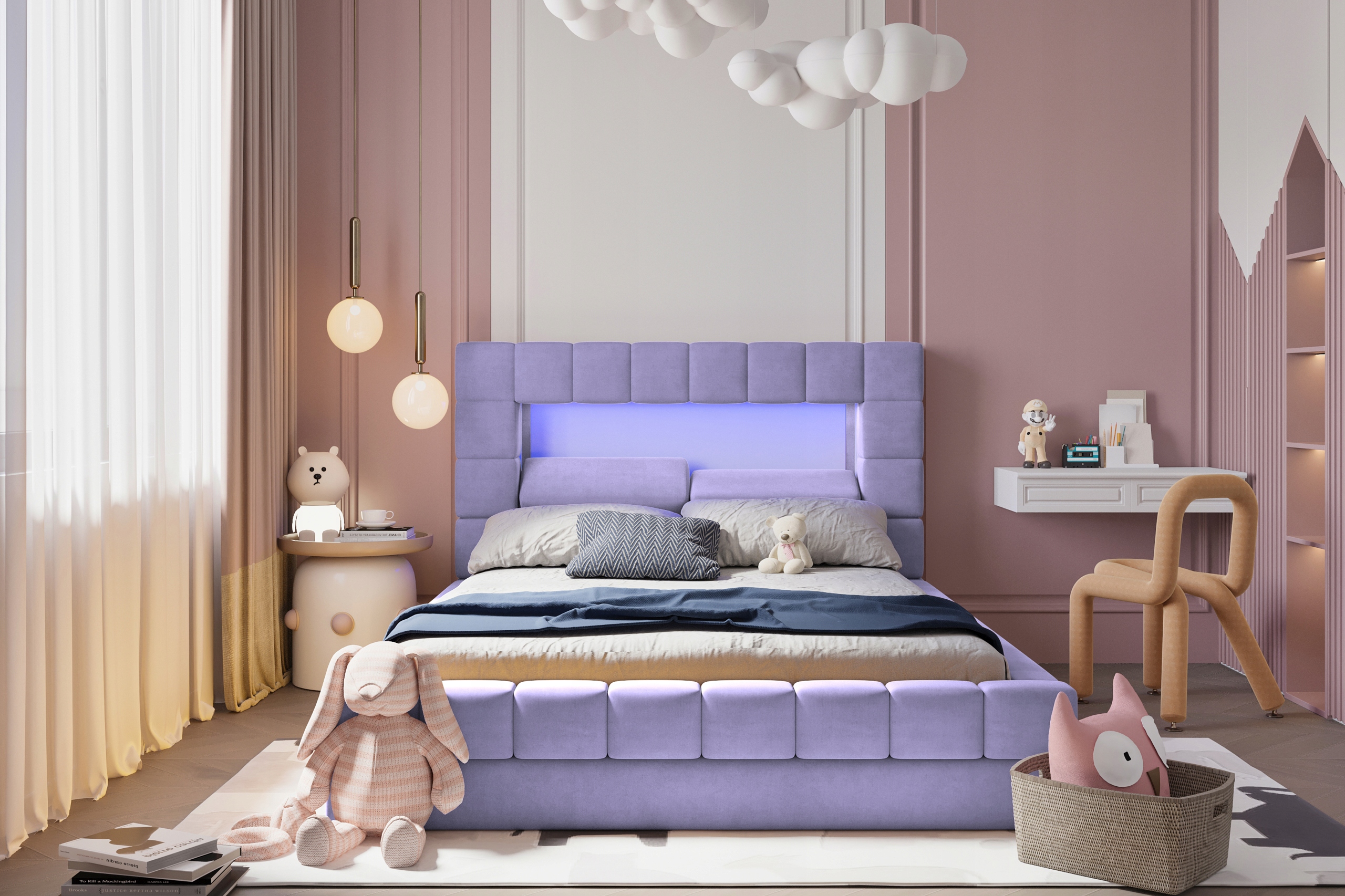 Łóżko dziecięce tapicerowane Reflexion 120x200 LED Marka inna