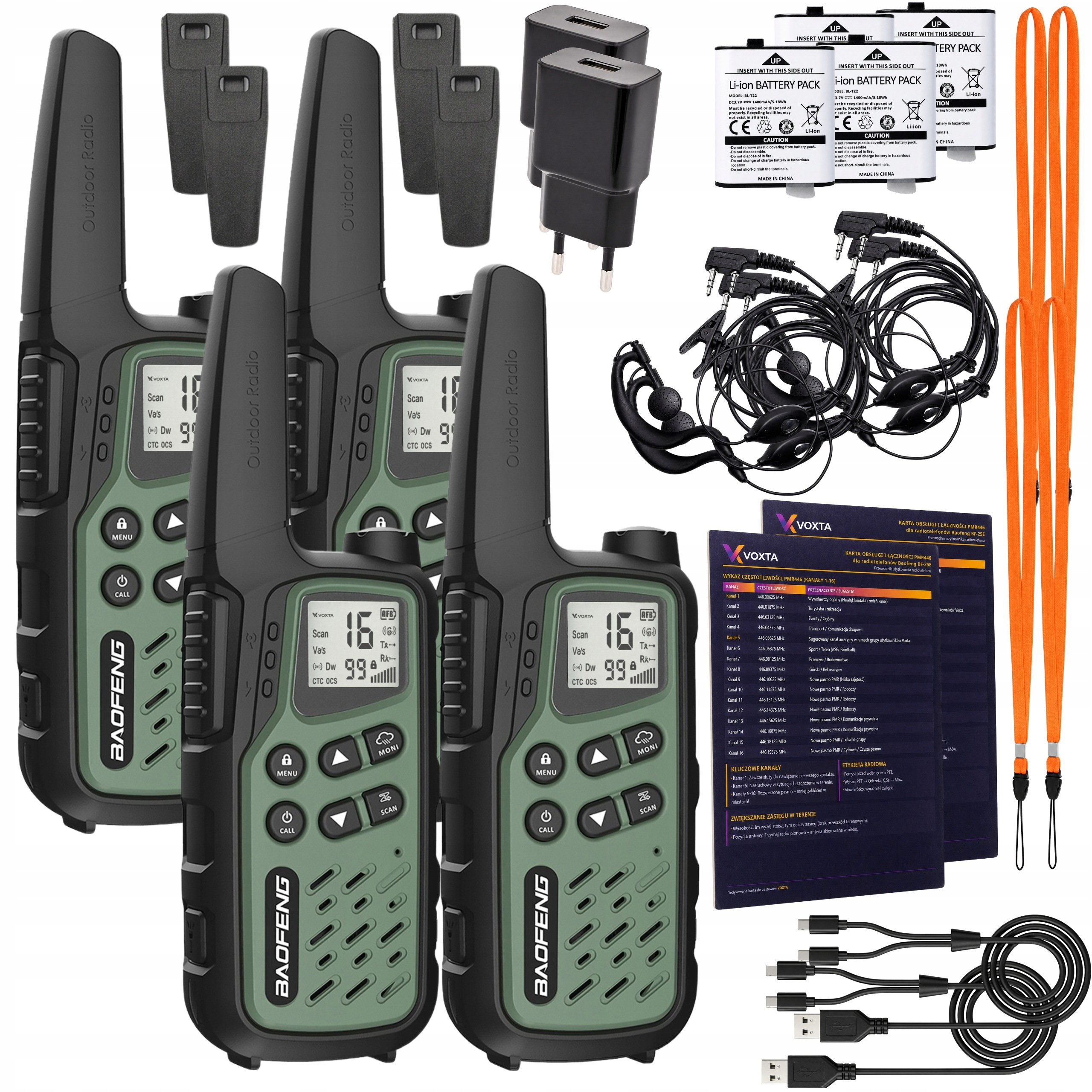 Krátké vlnovky Baofeng BF-25E Voxta 2x PMR446 Usb-c Velký Dosah Svítilna 10 km