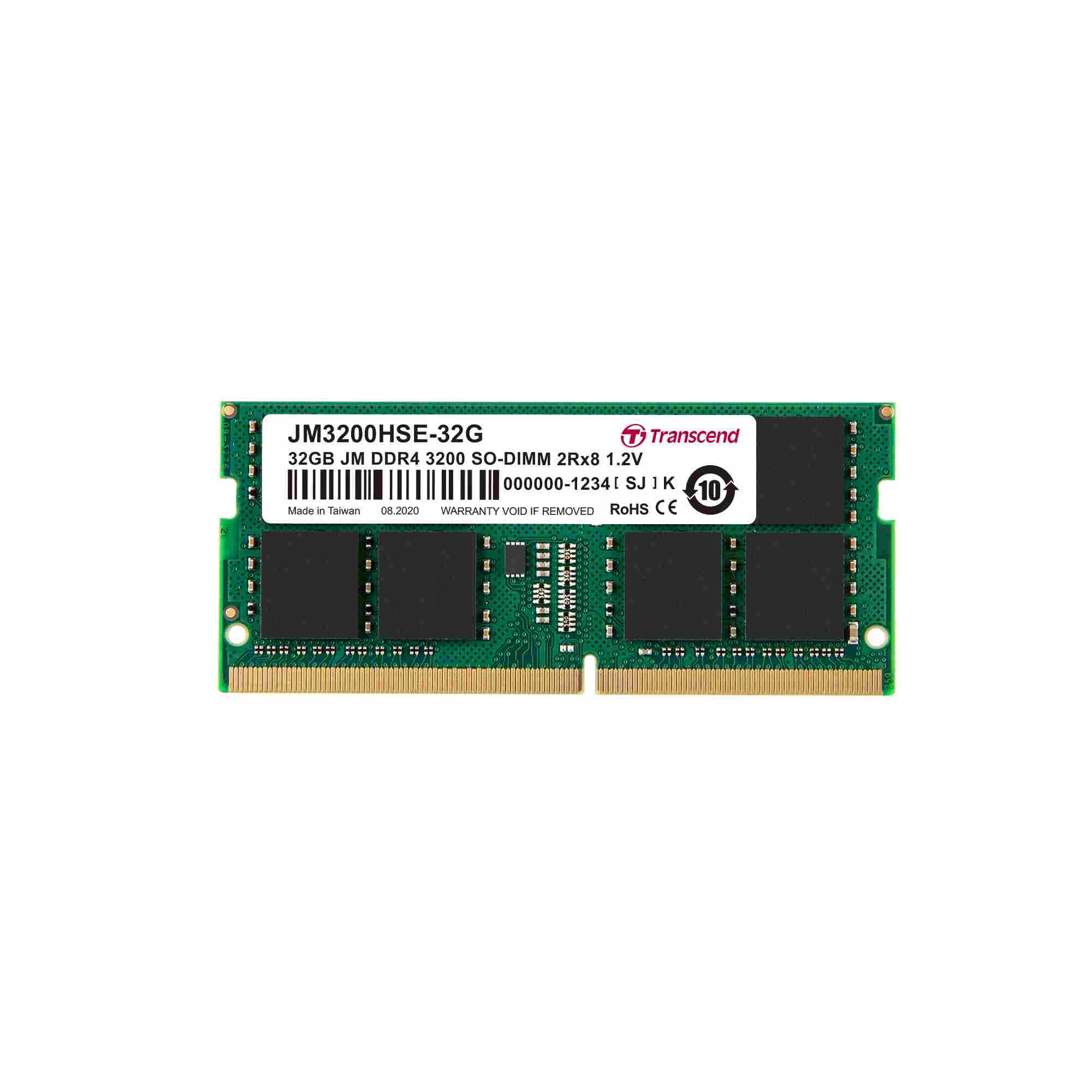 Sodimm DDR4 32GB 3200MHz Transcend 2Rx8 2Gx8 CL22 1.2V JM3200HSE-32G