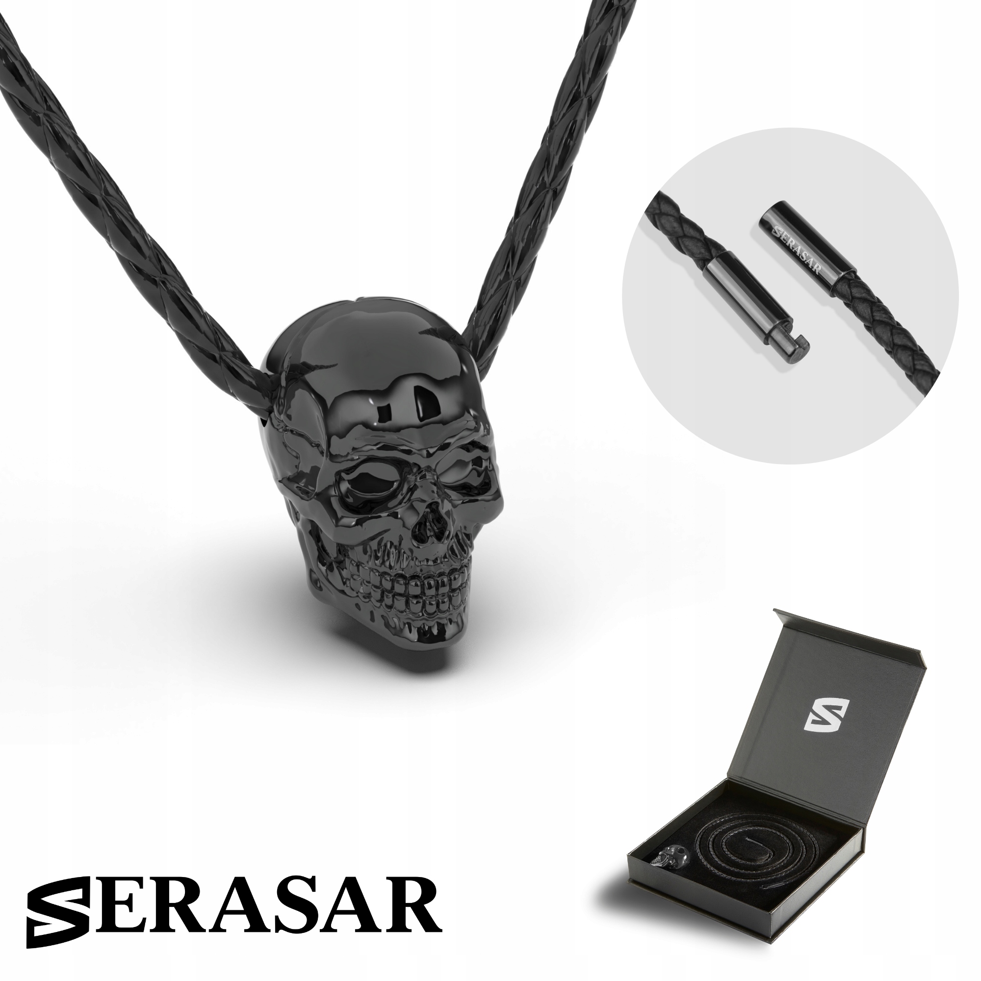 Pánský kožený náhrdelník [Skull] Černý