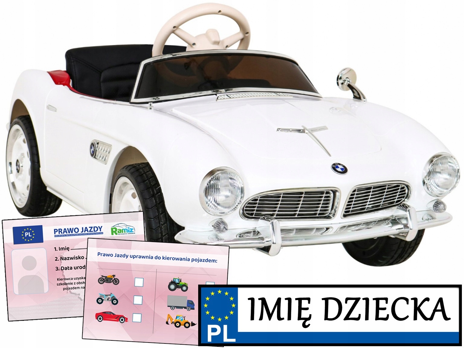 samochód dla dzieci Bmw 507 Retro pojazd na baterie Pilot
