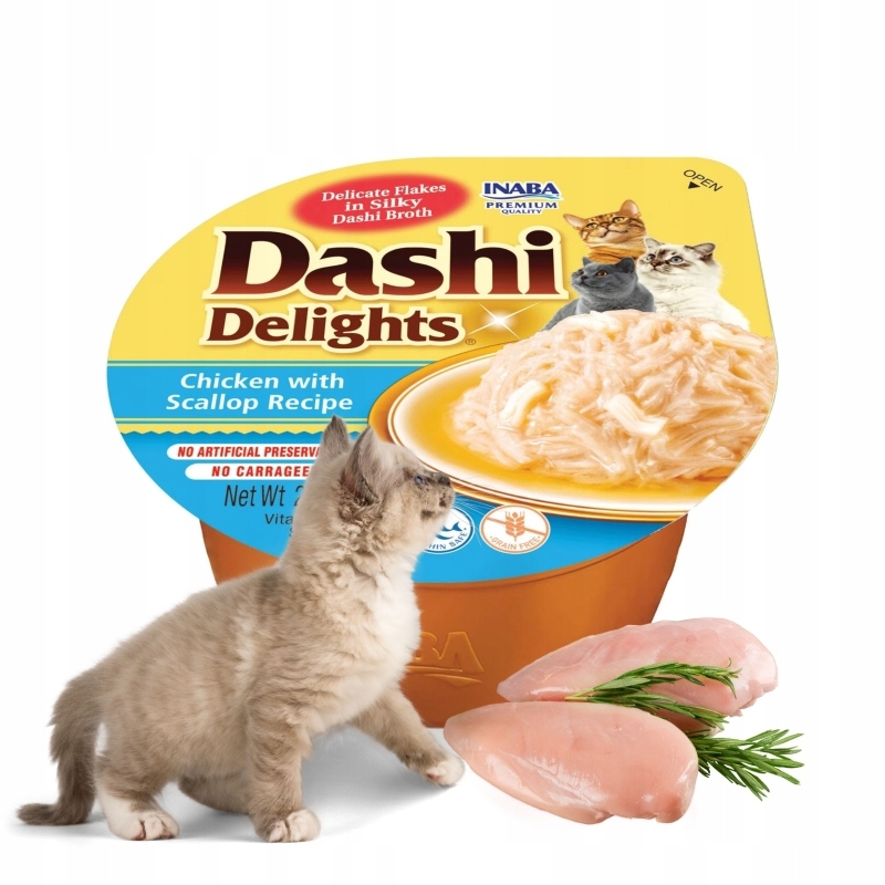 Levně 8X Inaba Cat Dashi Delights Kuřecí hřebenatky 70 g