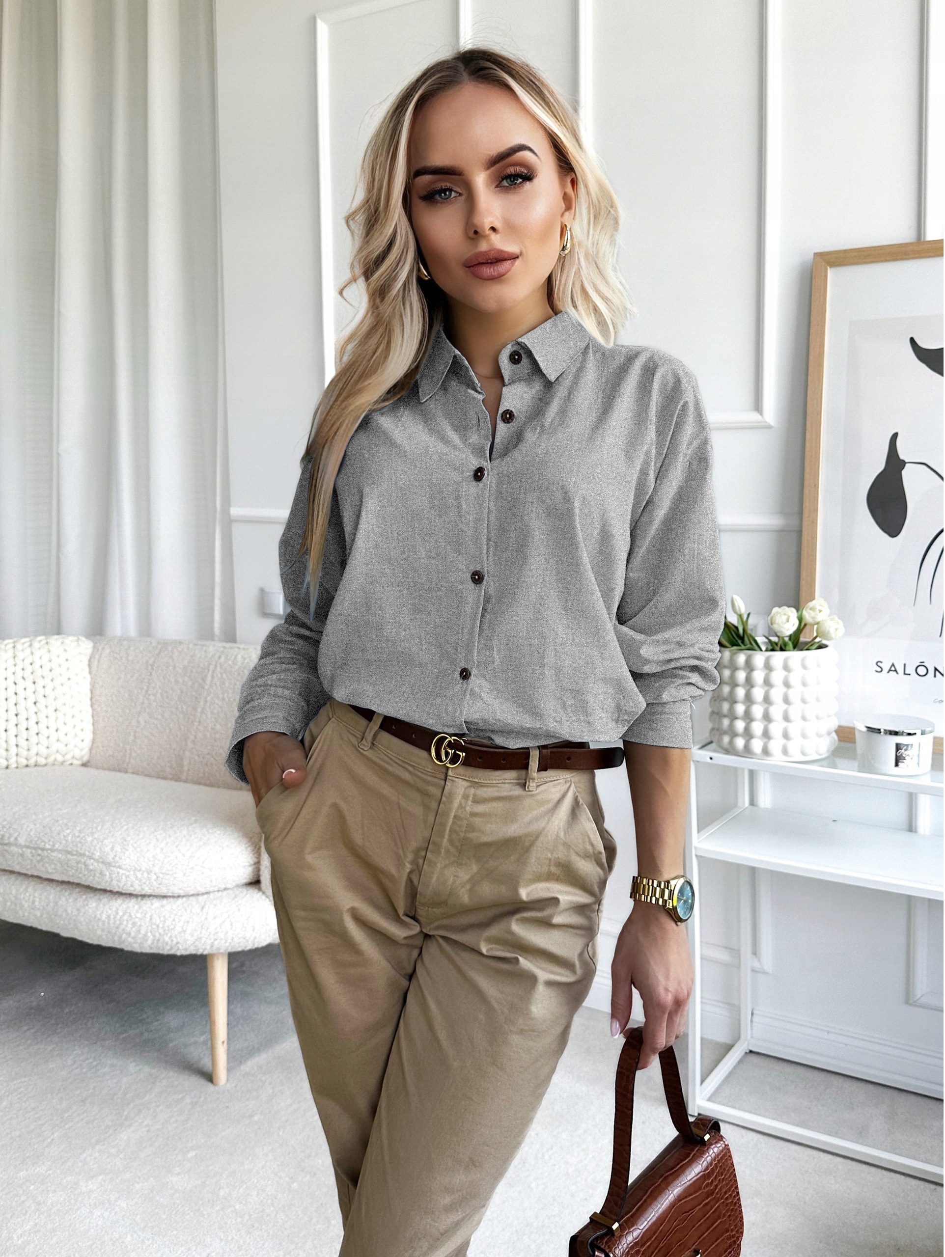 Klasyczna elegancka KOSZULA DAMSKA oversize modna stylowa Marka Awanti