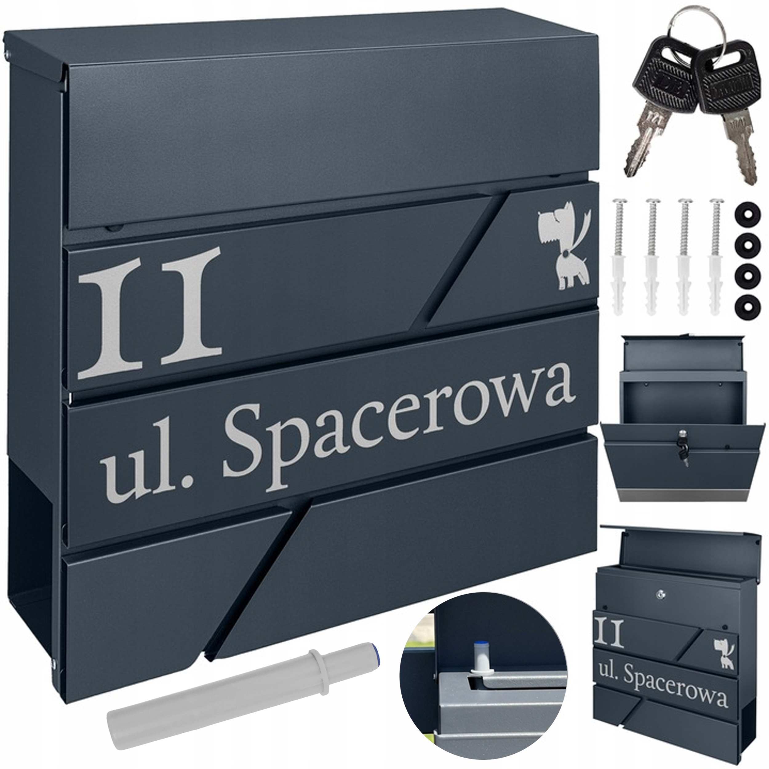 Antracitová Krabička Na Poštu A Noviny Vzor