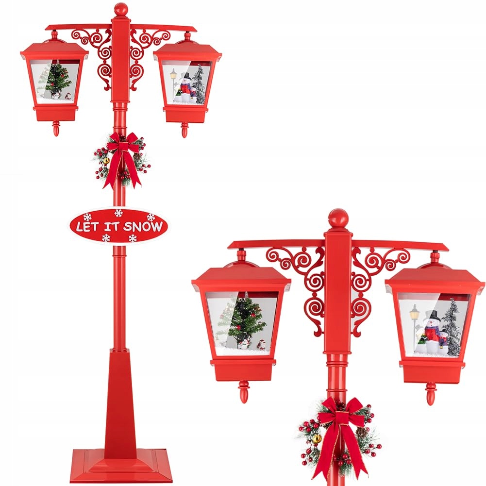 Lampa bożonarodzeniowa Bakaji z 2 latarniami czerwona wysokość 188 cm