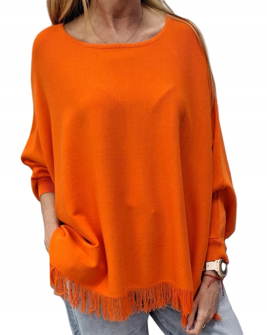 Cocomore Krabicový svetr Oversize s třásněmi, oranžový, New