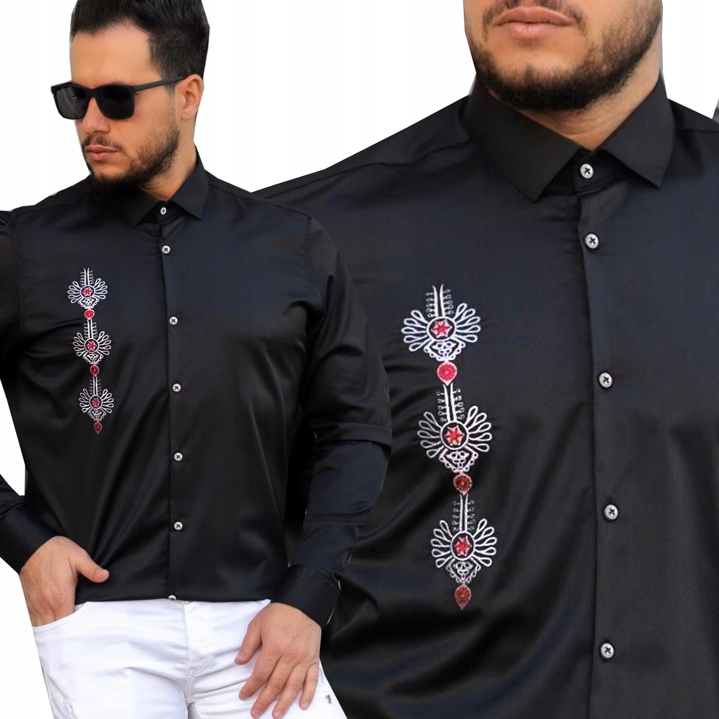 Pánská košile Casual Vyšívaná výšivka Parzenice Vyšívaná