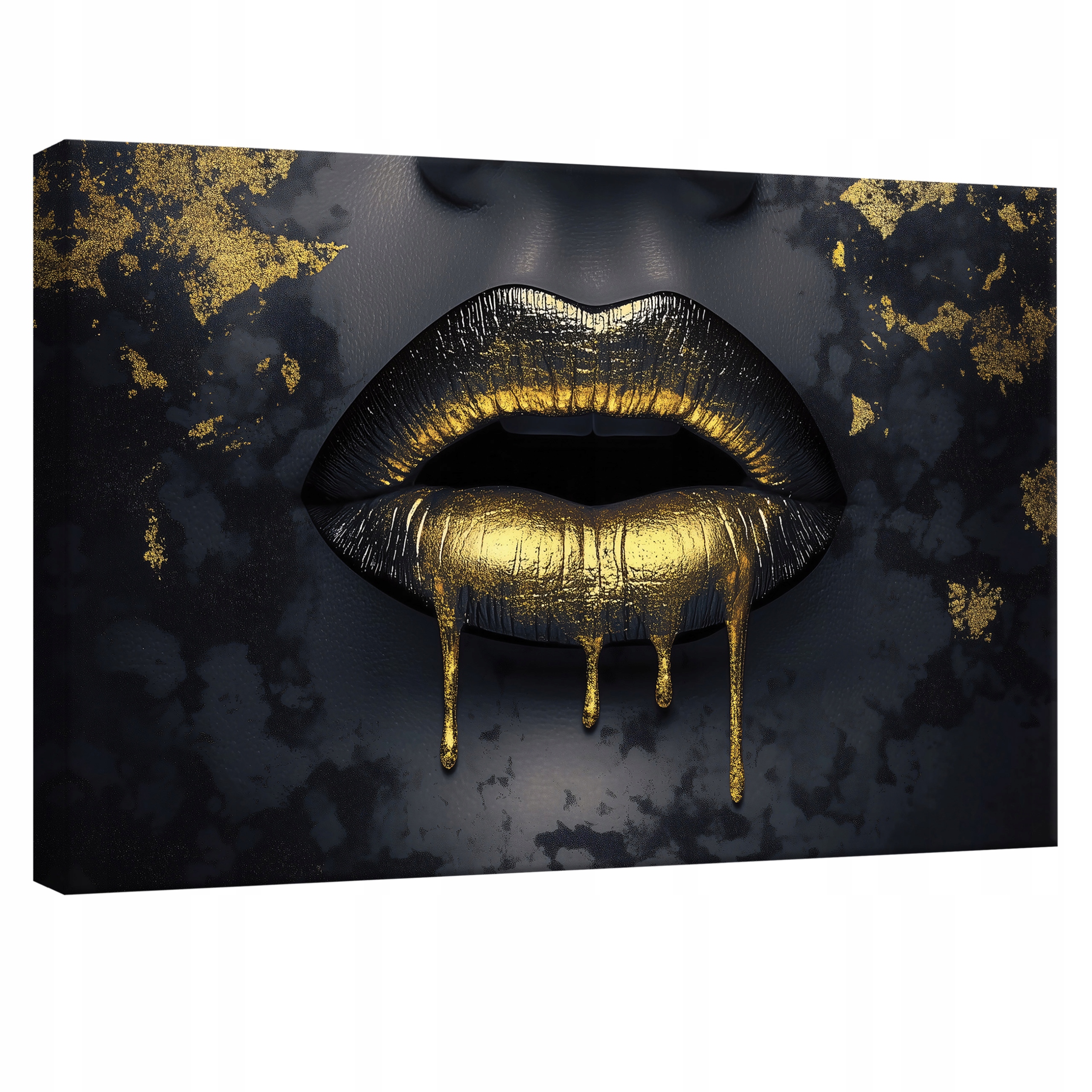 Obraz 120x80 Ústa zlato černá luxus glamour umění móda krása