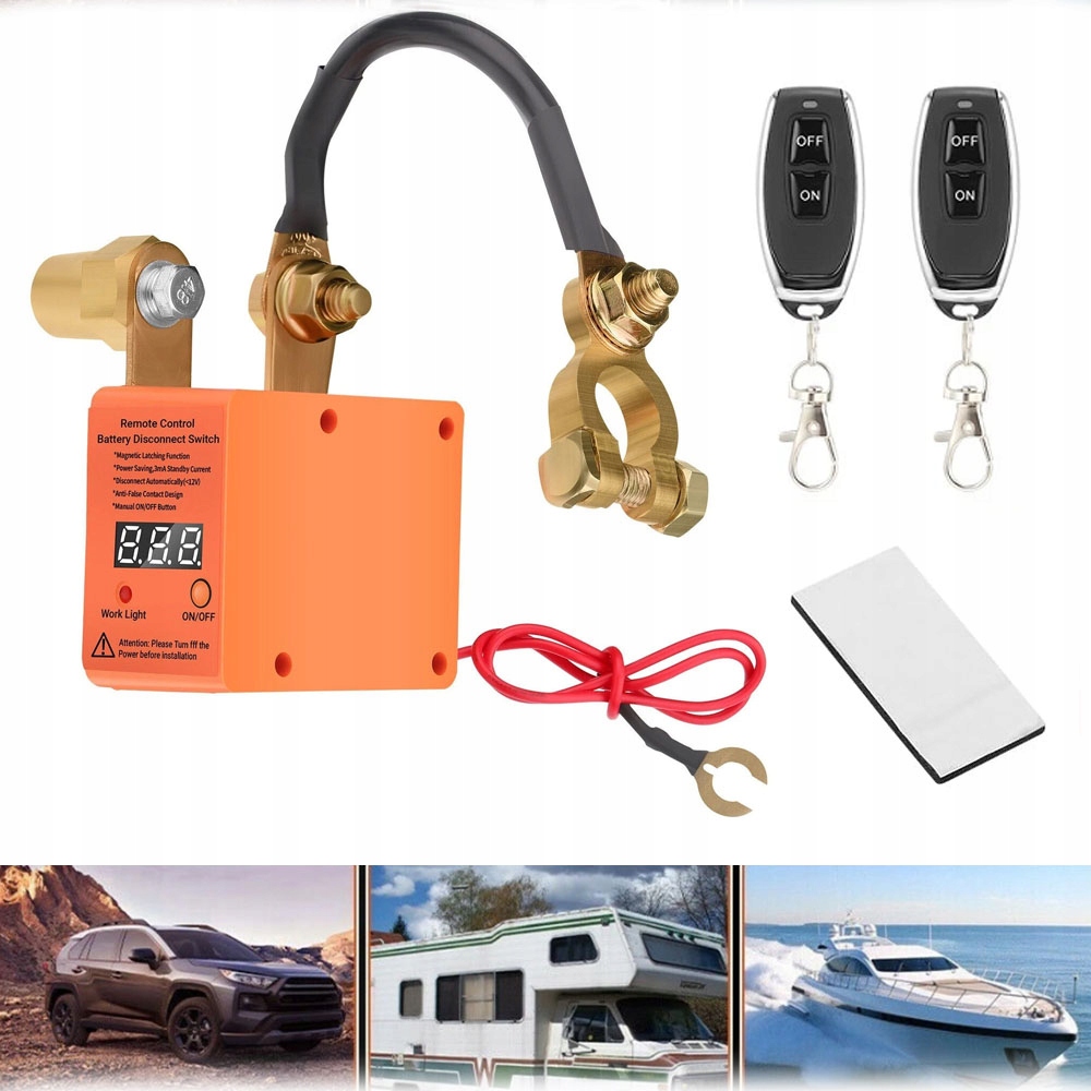 Dálkový automatický vypínač odpojovač akumulátoru 12V 240A Z 2x dálkové ovládání