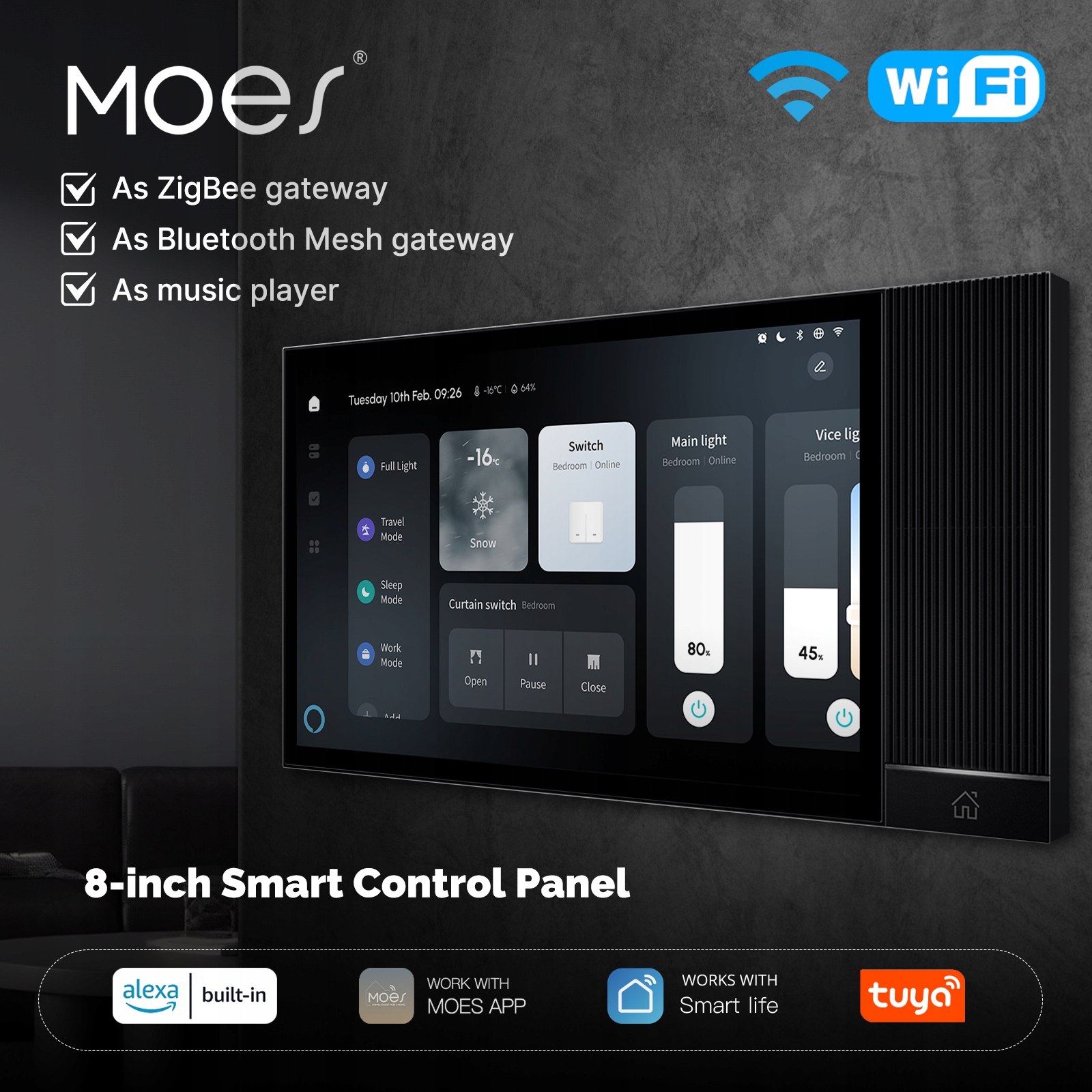 MOES Smart TUYA Ovládací panel 8'' Android Gateway Zigbee v Alexa