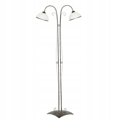Stojacia podlahová lampa dvojitá zlatá patina sklenené tienidlá 164 cm Luminex
