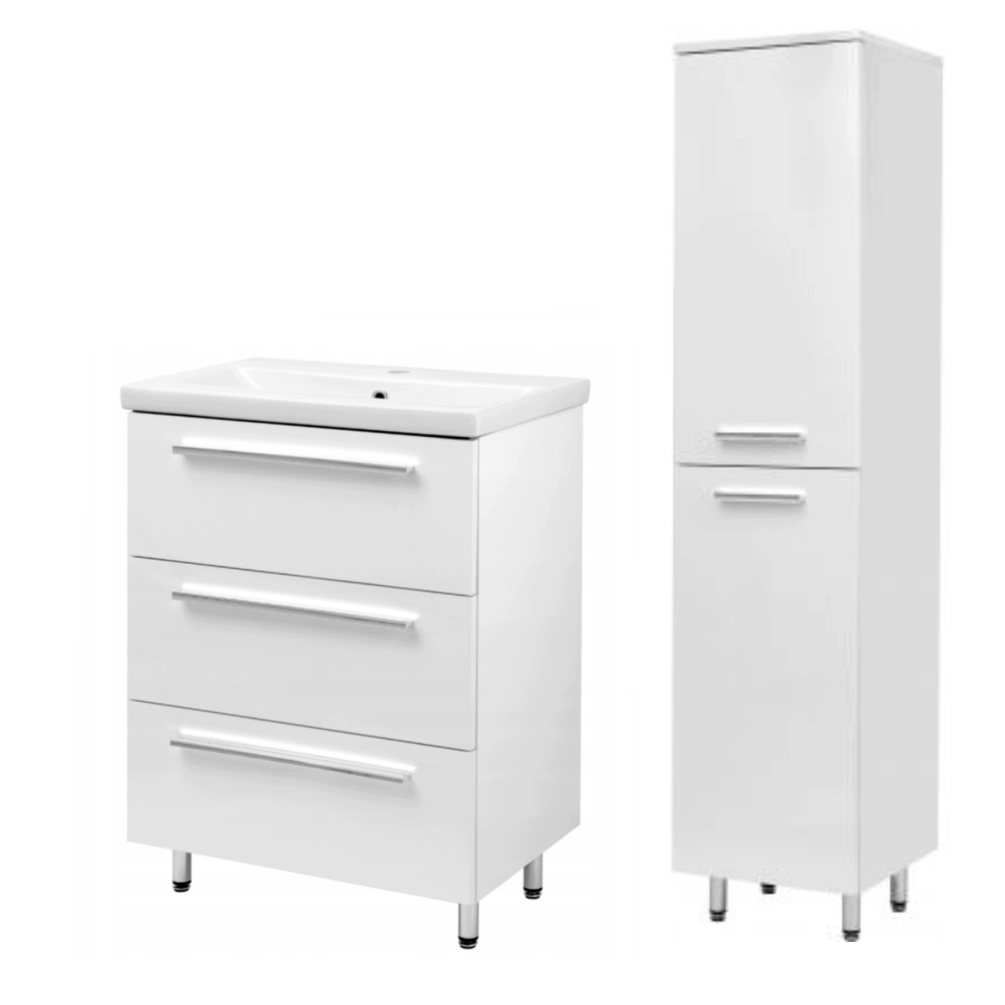 Koupelnová sada 2v1 Astor Bryza Ida 60 cm skříňka umyvadlo sloupek bílá