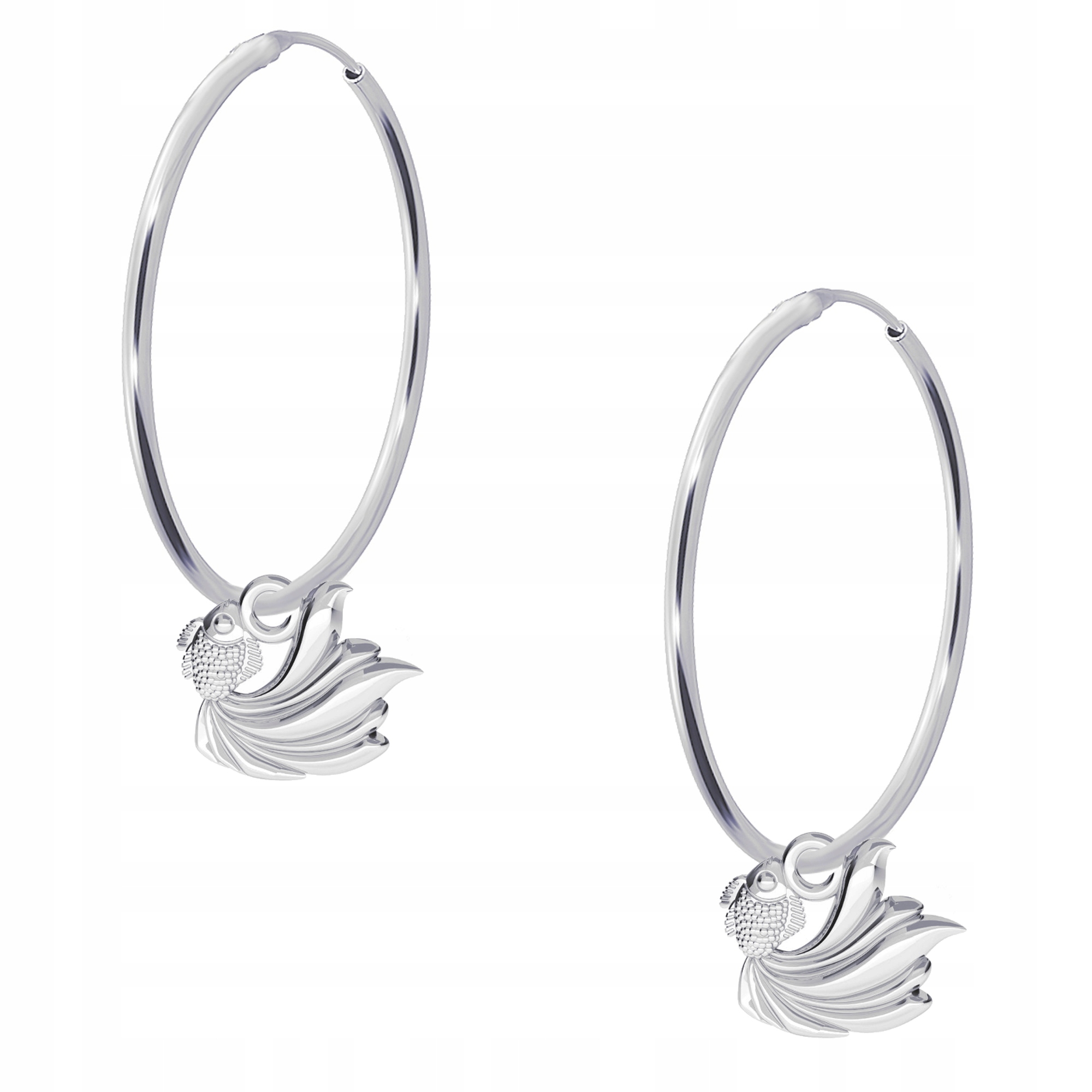 Stříbrné náušnice Velké kruhy Zlatá rybka Splnění snů Stříbro ryzost 925