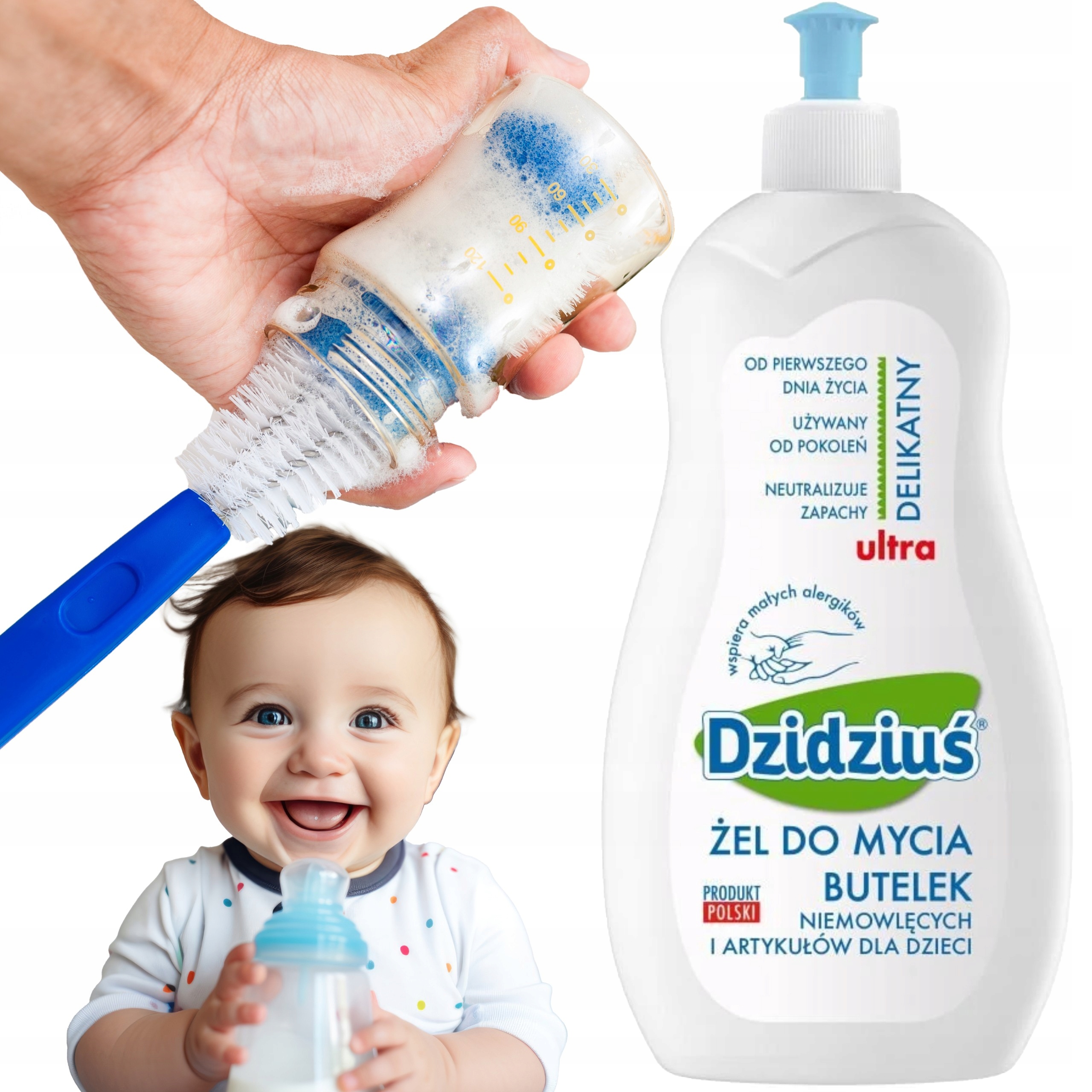 DZIDZIUŚ ŻEL PŁYN DO MYCIA BUTELEK SMOCZKÓW 500ml HIPOALERGICZNY