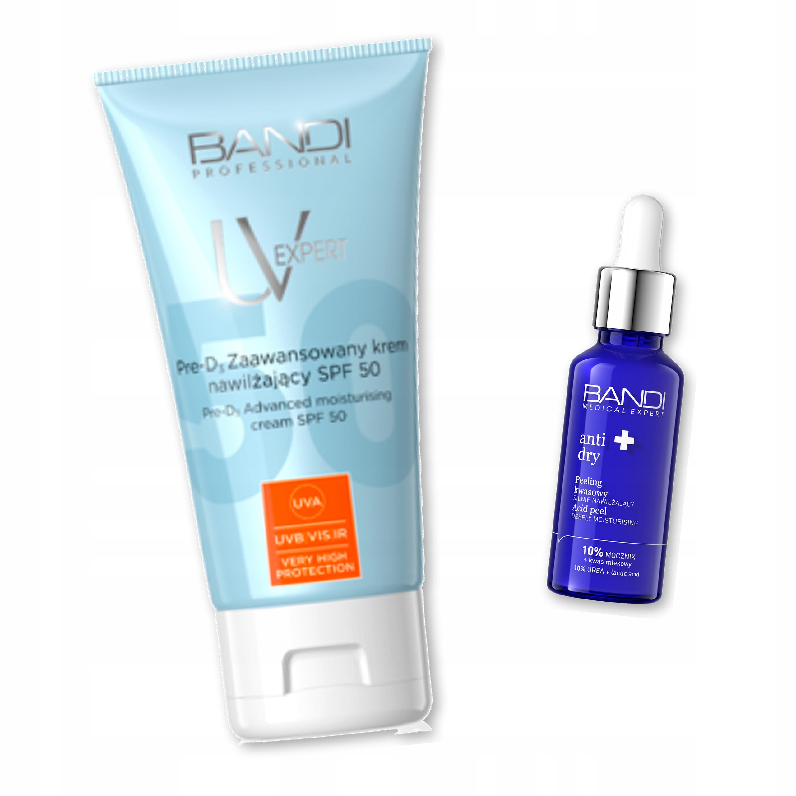 Krem do twarzy z filtrem spf 50 Anti Dry Peeling kwasowy silnie Bandi