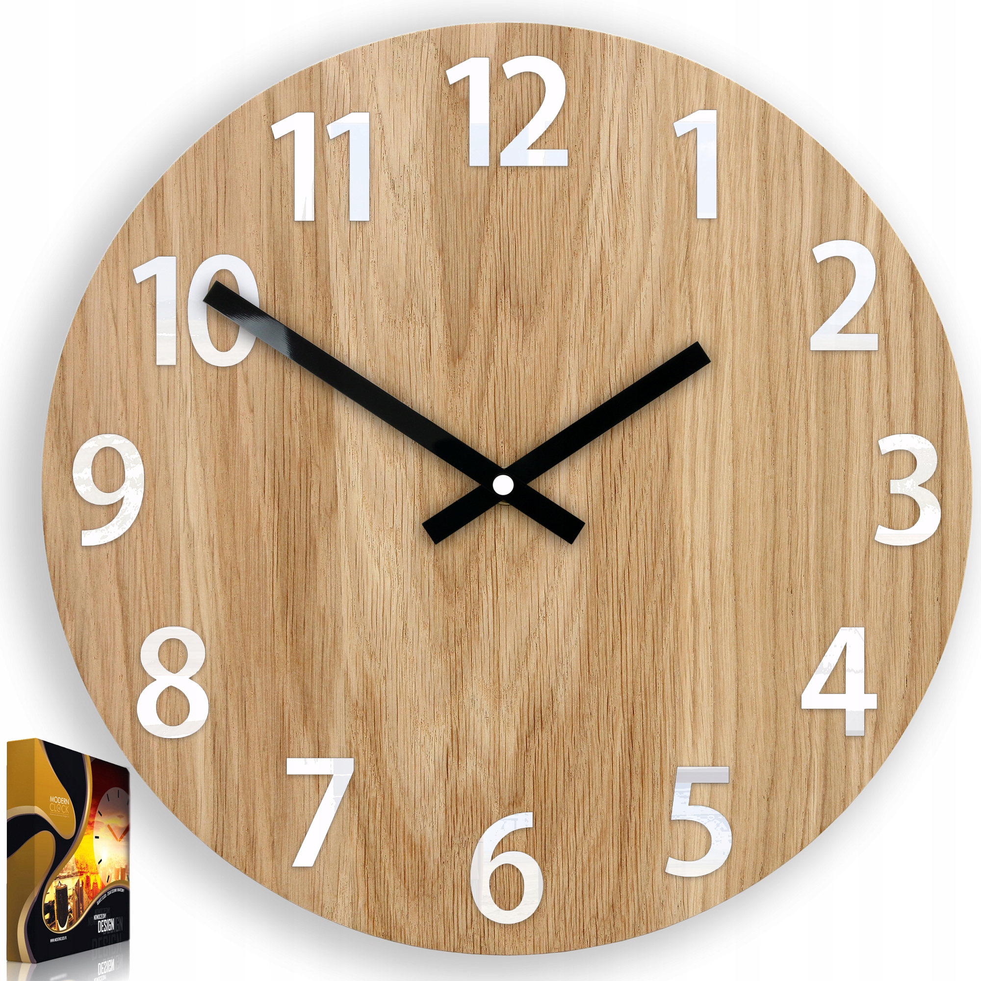 

Zegar ścienny Drewniany Amadeusz Biały 3D- Cichy