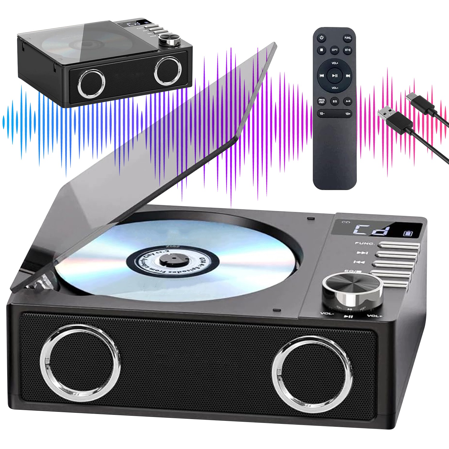 Portativní CD Přehrávač S Bluetooth A/b Loop Usb Tf Aux 4000MAH