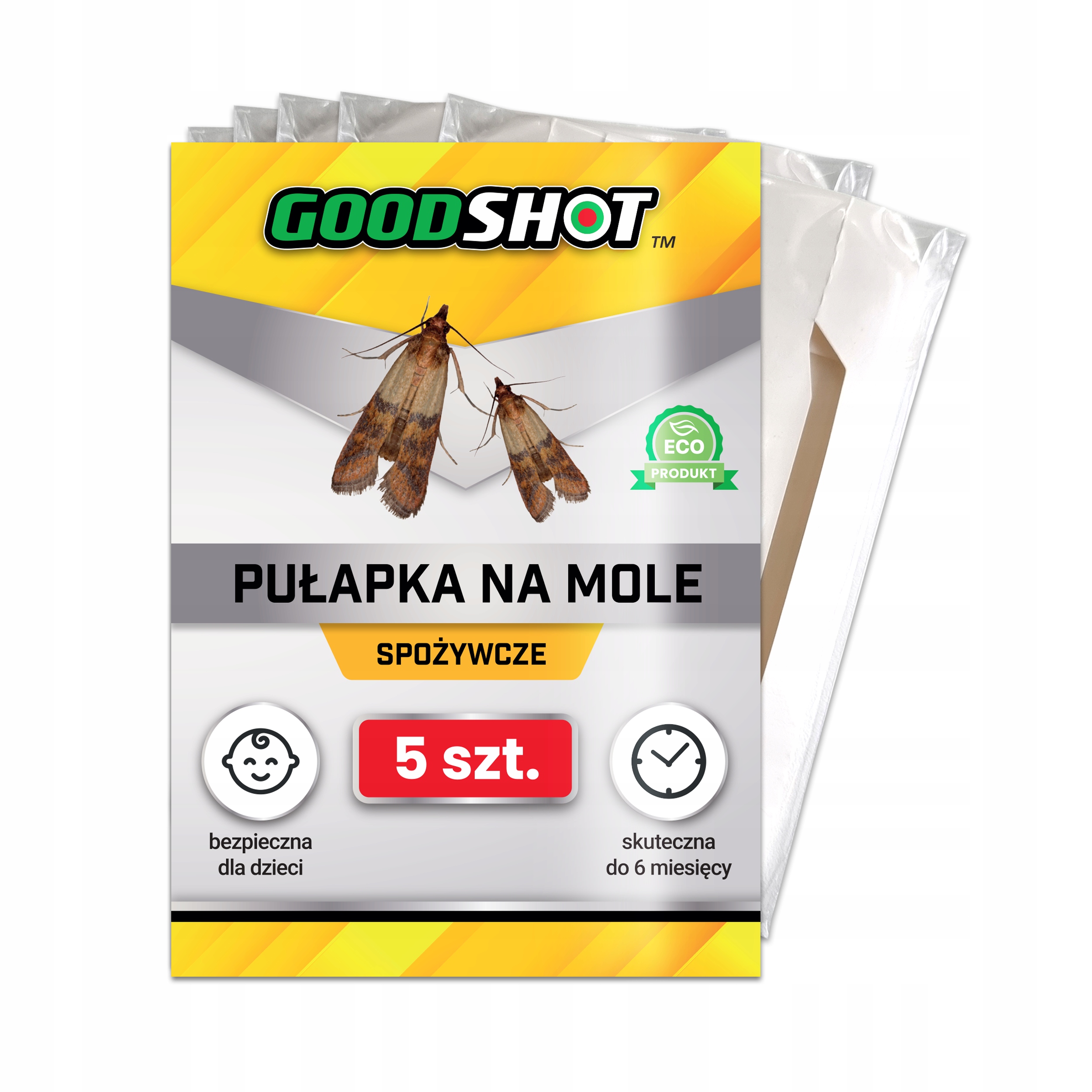 GOODSHOT 5x SILNA PUŁAPKA NA MOLE SPOŻYWCZE KUCHENNE LEP NA MOLE ZESTAW