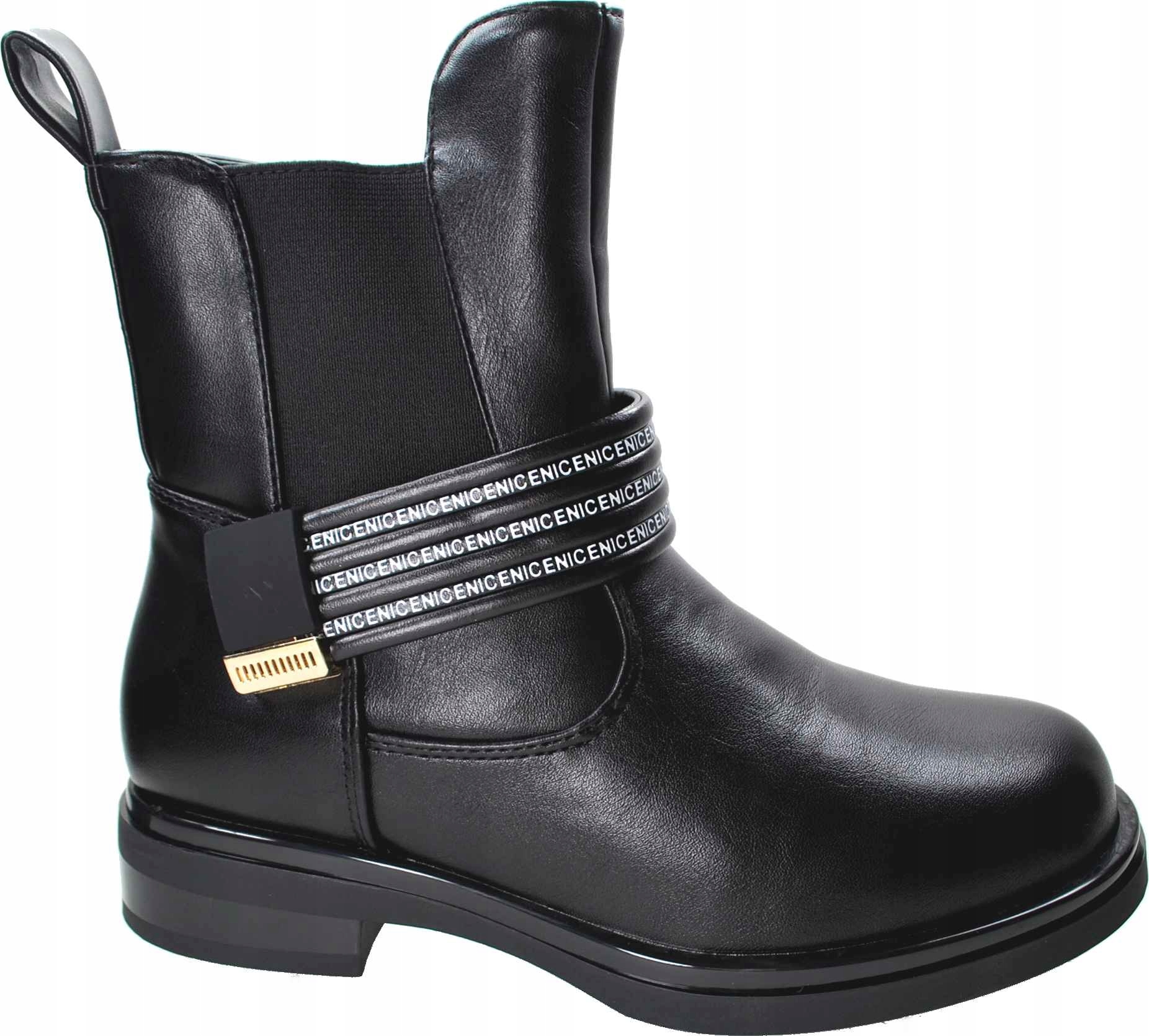 CZARNE dziewczęce ELEGANCKIE WYSOKIE BOTKI dla dziewczynki na suwak r 32