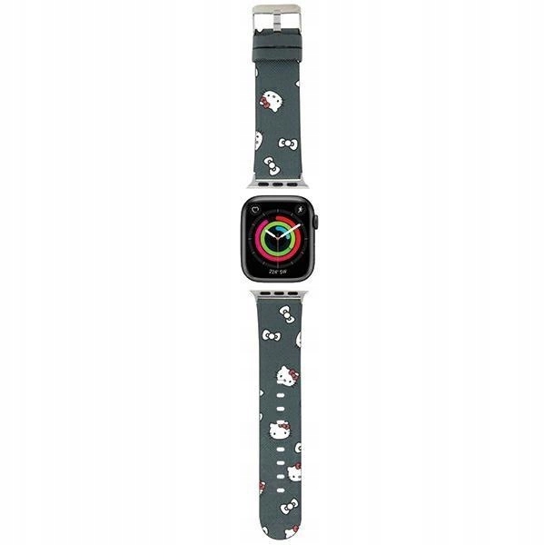 Pásek Hello Kitty Heads & Bows Pattern pro Apple Watch 38 mm 40 mm 41 mm černý