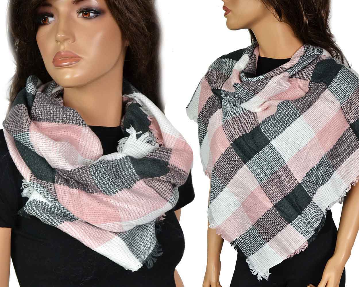 

Ciepła Duża Chusta Ponczo Krata Koc 43 Wzory