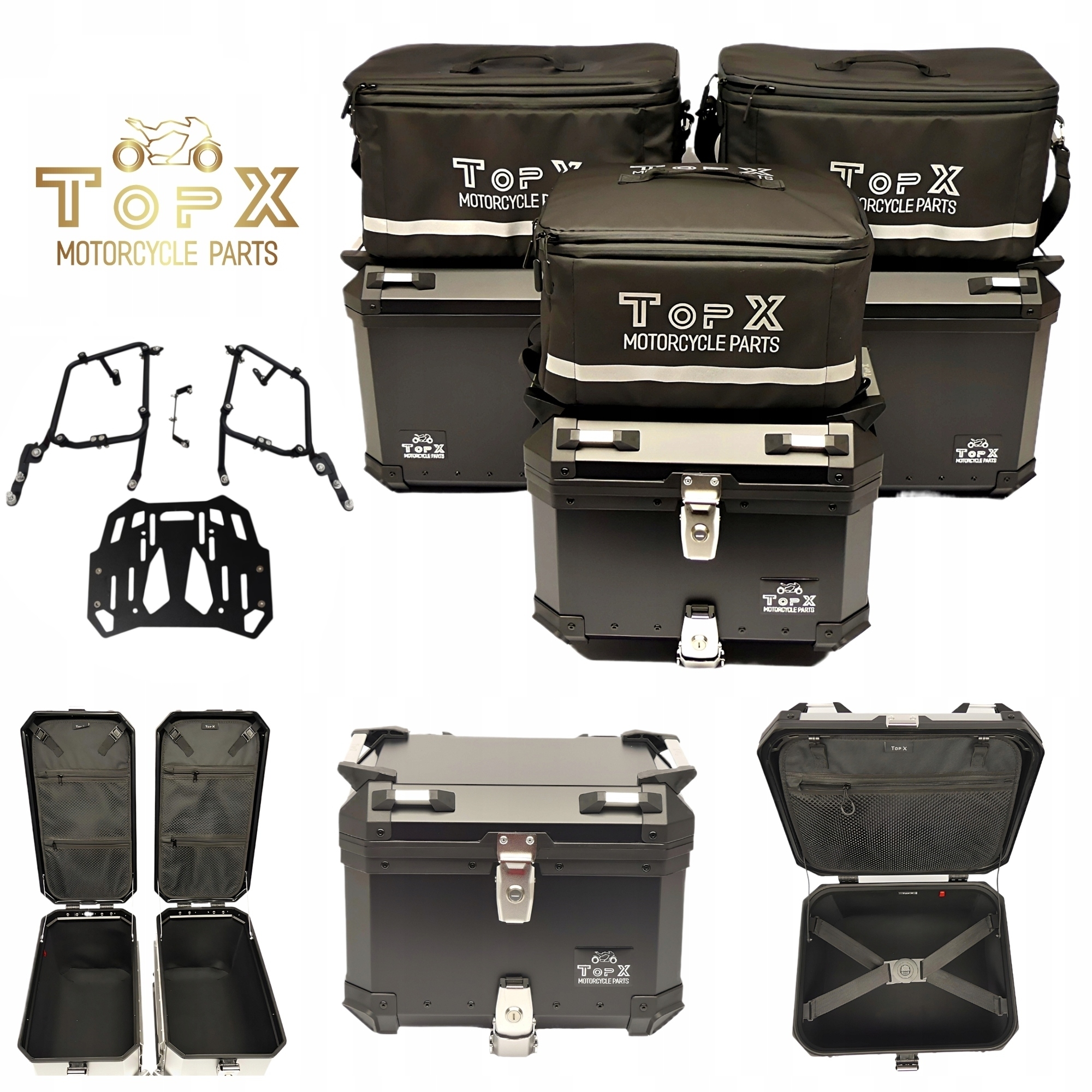 Kawasaki Versys 1000 15-17 Sada kufrů Boční rámy Alu Tašky Černá