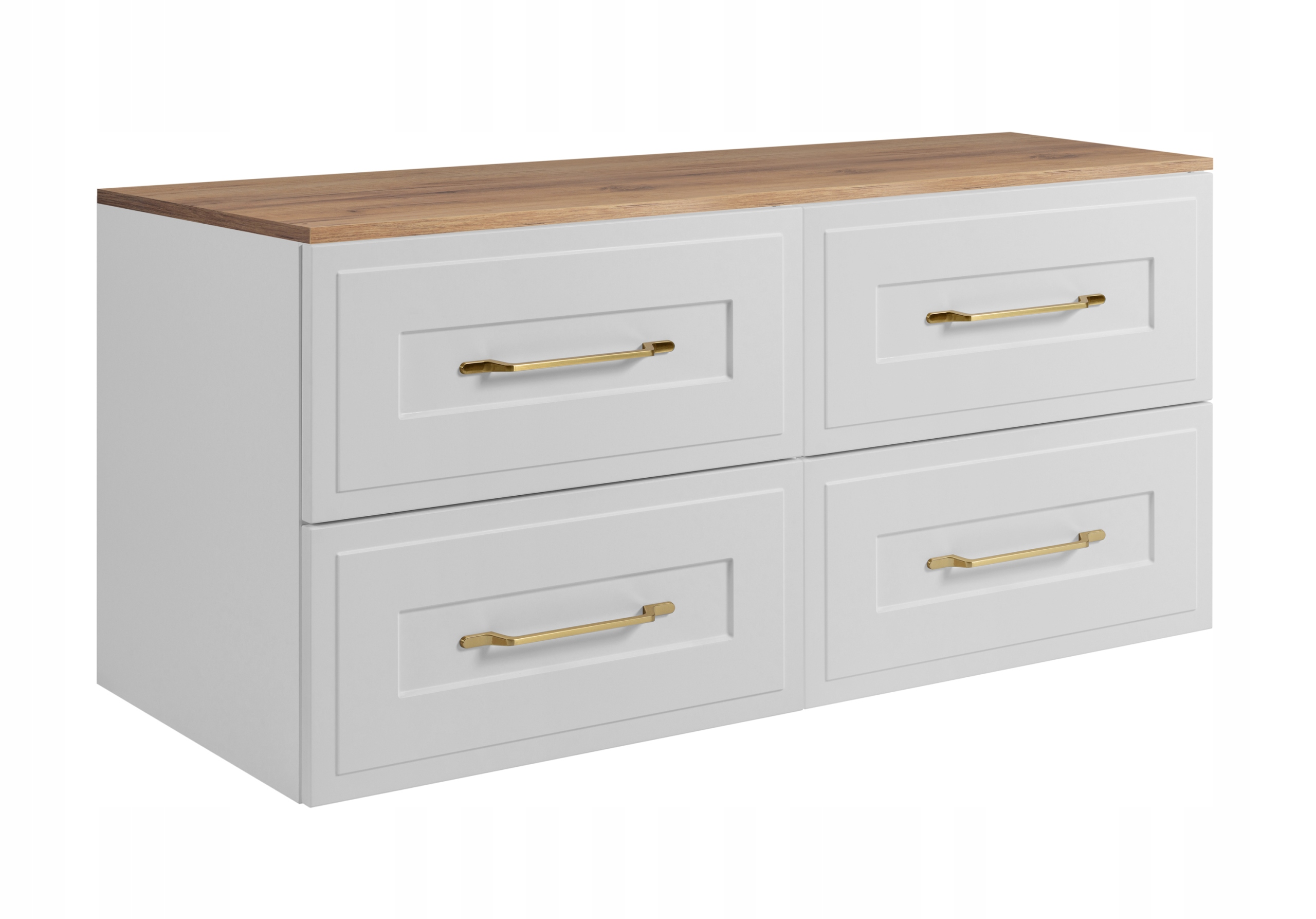 Koupelnová skříňka pod umyvadlo Bílý dub 160 cm Rámeček přední strana Mdf Blat