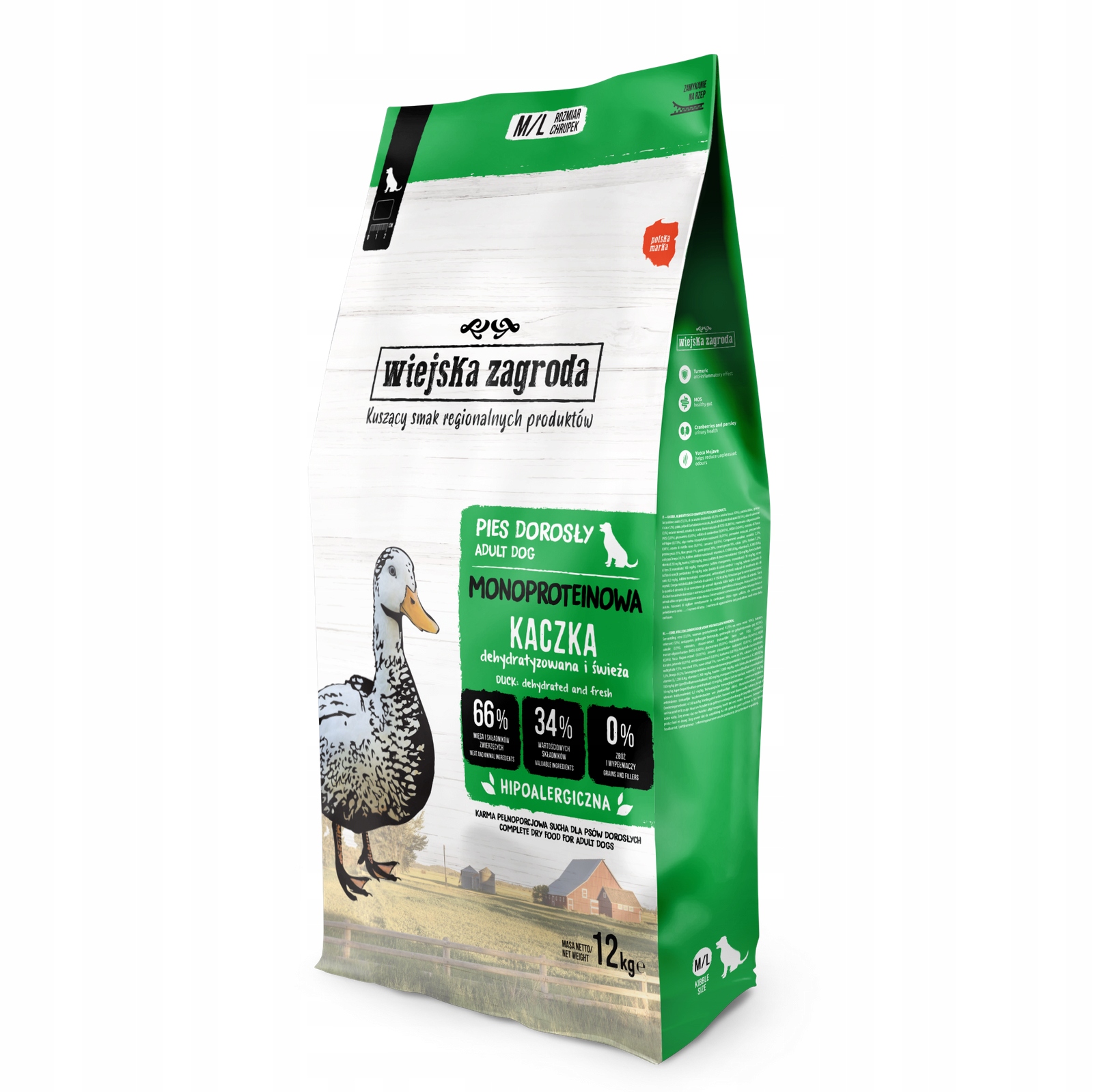 Krmivo pro psy Wiejska Zagroda Monoproteinová kachna M/L 12 kg
