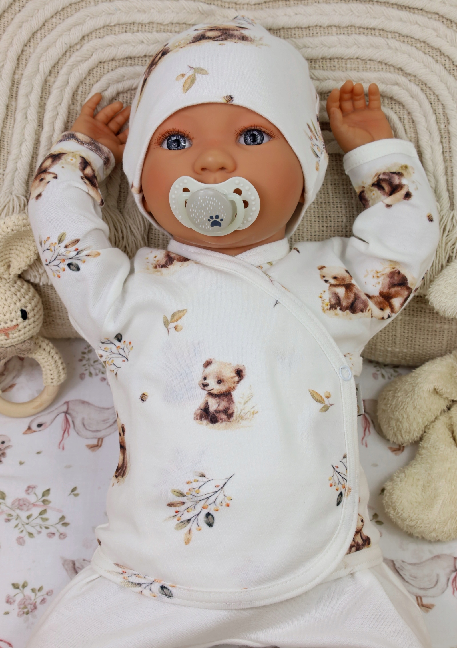 KOSZULKA NIEMOWLĘCA KOPERTOWA 62 KAFTANIK BAWEŁNA PREMIUM LITTLE BEAR /112/ Rozmiar 62