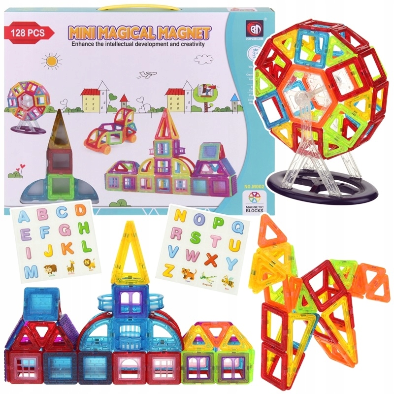 

Konstrukcyjne Klocki Magnetyczne 3D Panele 128 el.