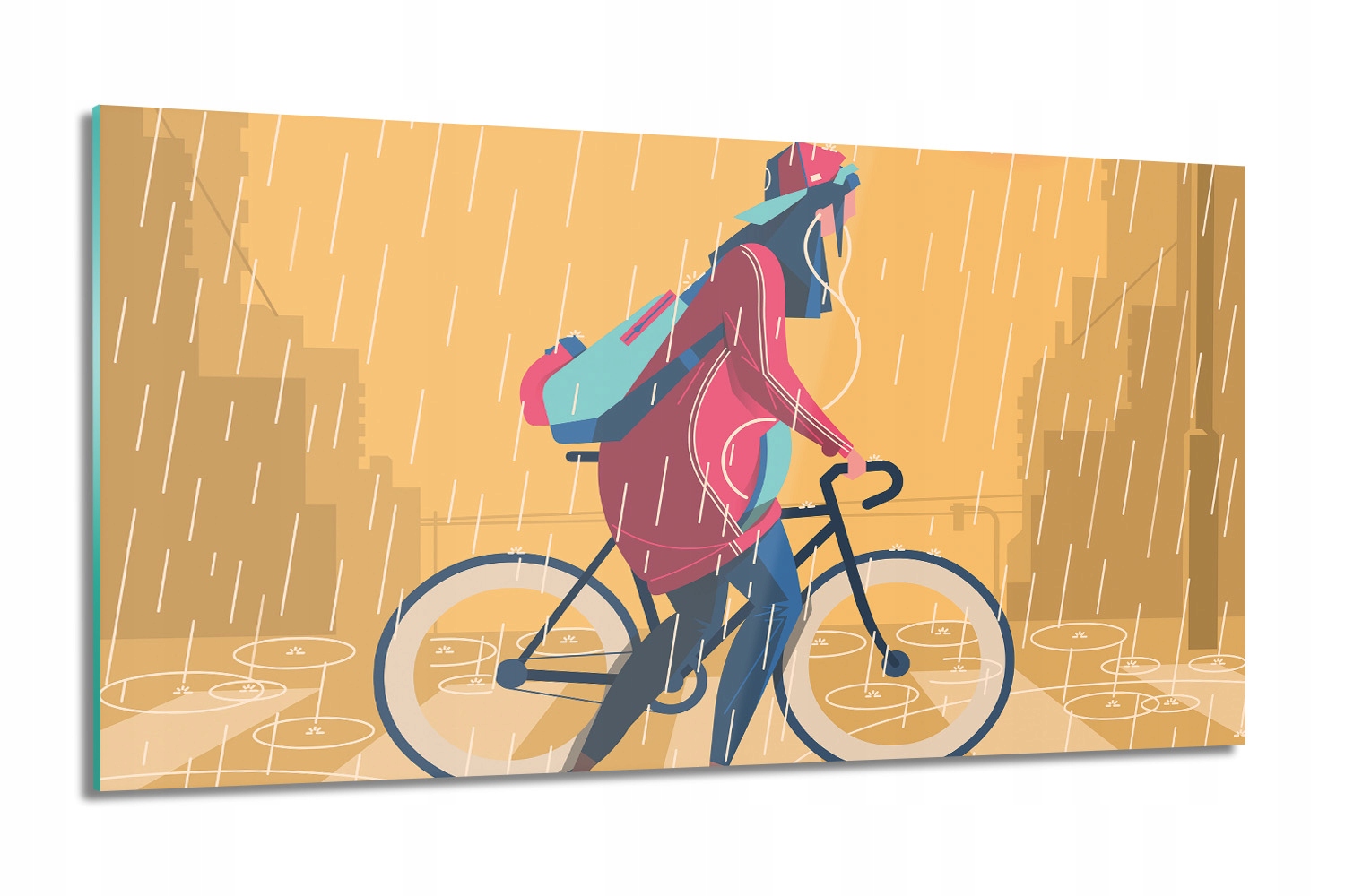 Cyklista déšť Skleněný fotoobraz do kuchyně 100x60