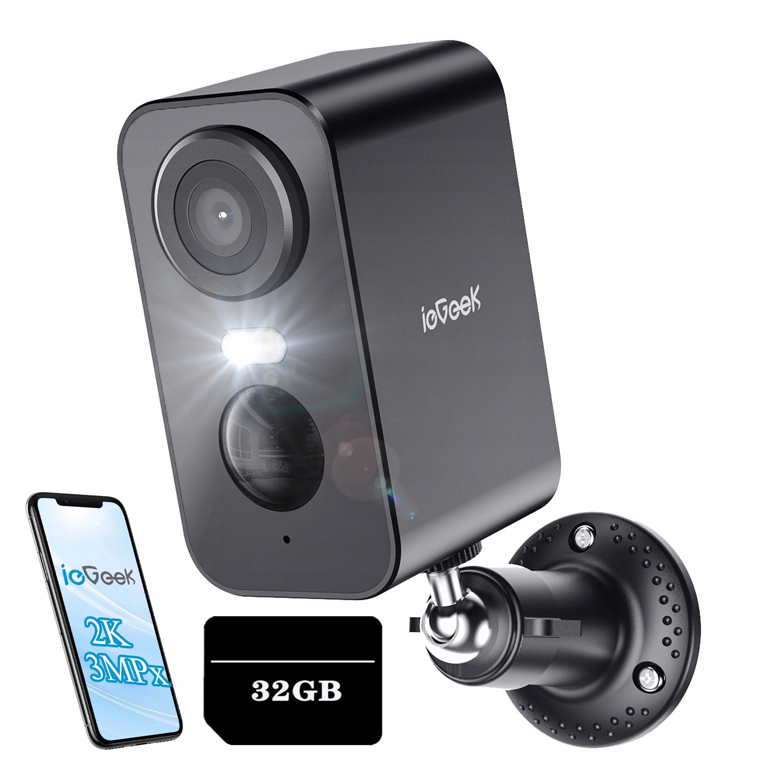 Bezdrátová Kamera 2K Wifi Ip 3MPX S Obousměrným Audio Na Baterii 32 Gb