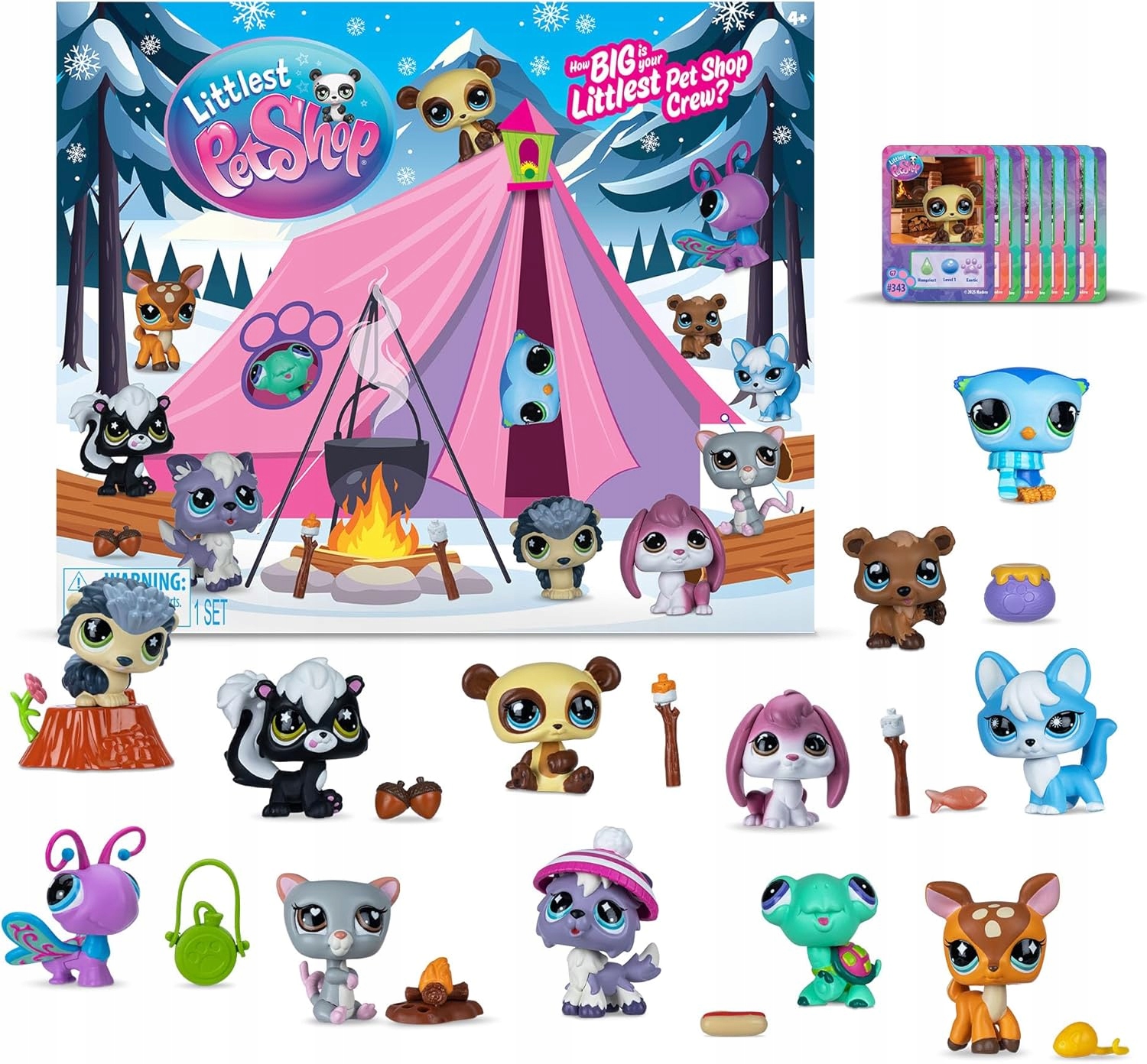 Zestaw Basic Fun! Littlest Pet Shop Kemping Biwak Cozy Campfire 12 Figurek