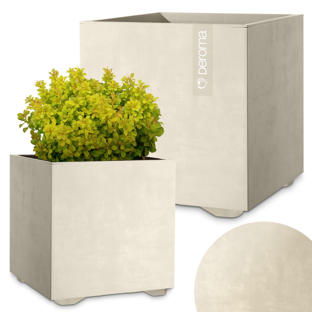 Donica Doniczka Kwietnik Deroma Efekt Betonu 25CM Cubo Millennium Perłowa