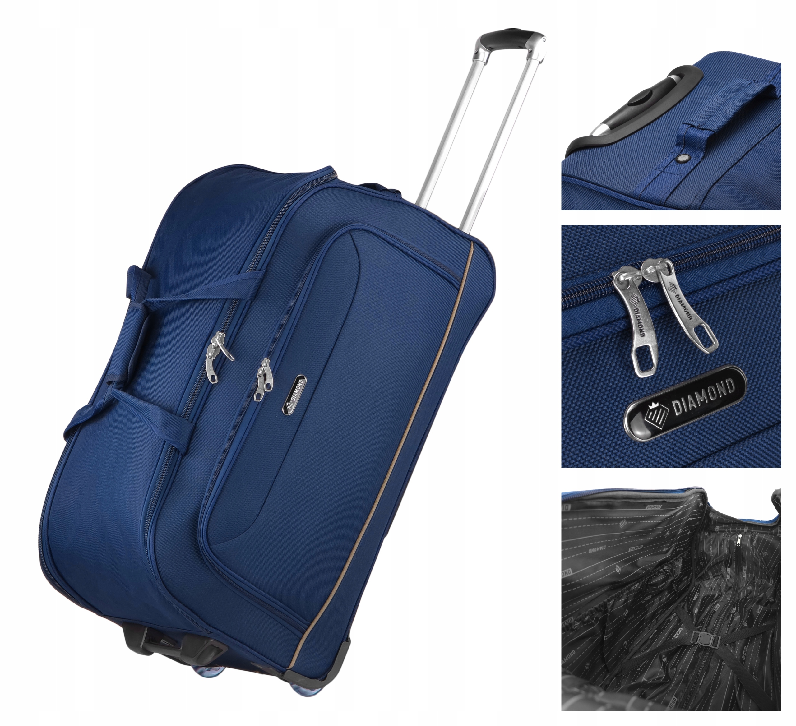 Velká Cestovní Taška Na Kolečkách, Kufr S Rukojetí, Modrá Diamond