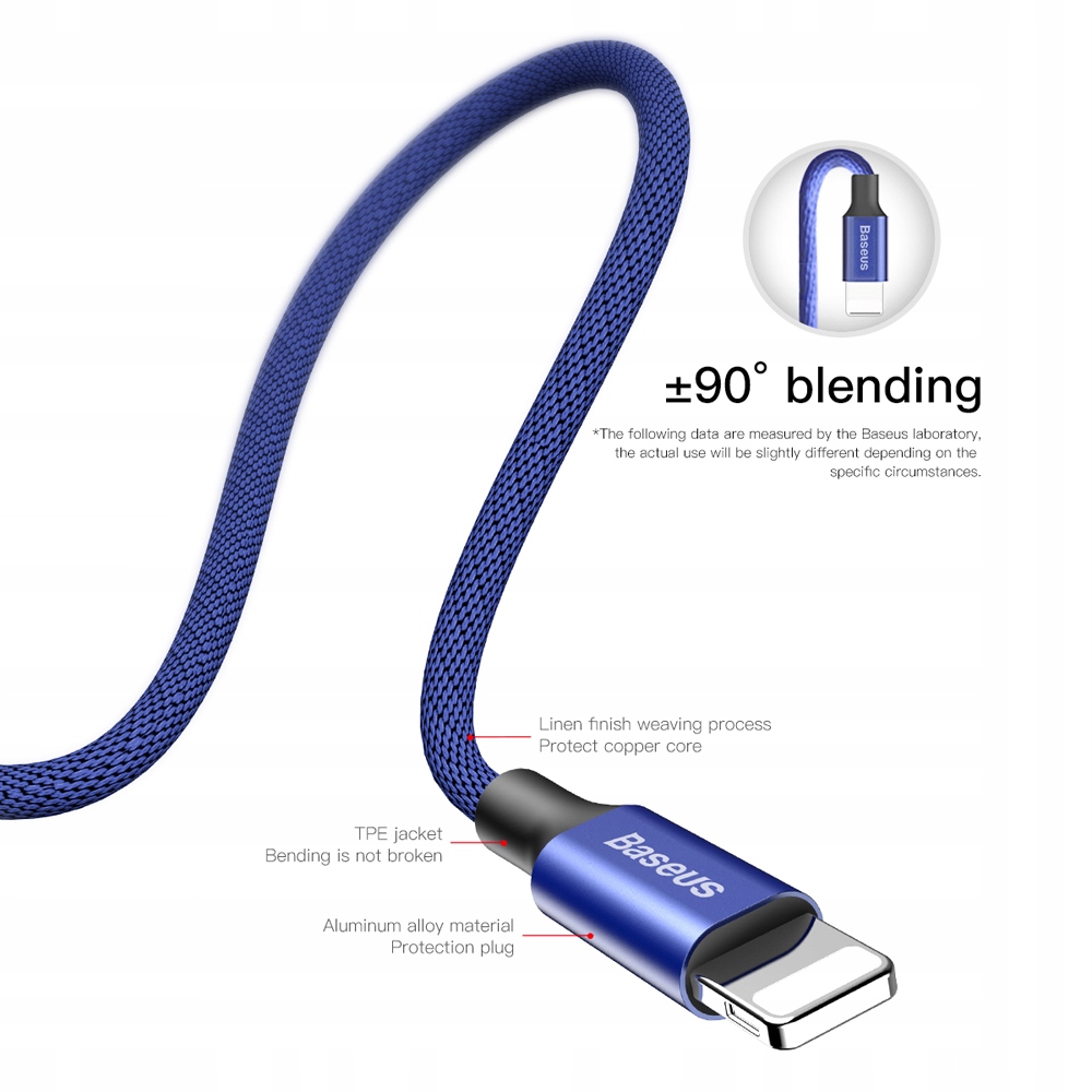 Baseus kabel Yiven USB - Lightning 1,8 m 2A niebieski Zgodność ze standardem Quick Charge 1.0 Quick Charge 2.0