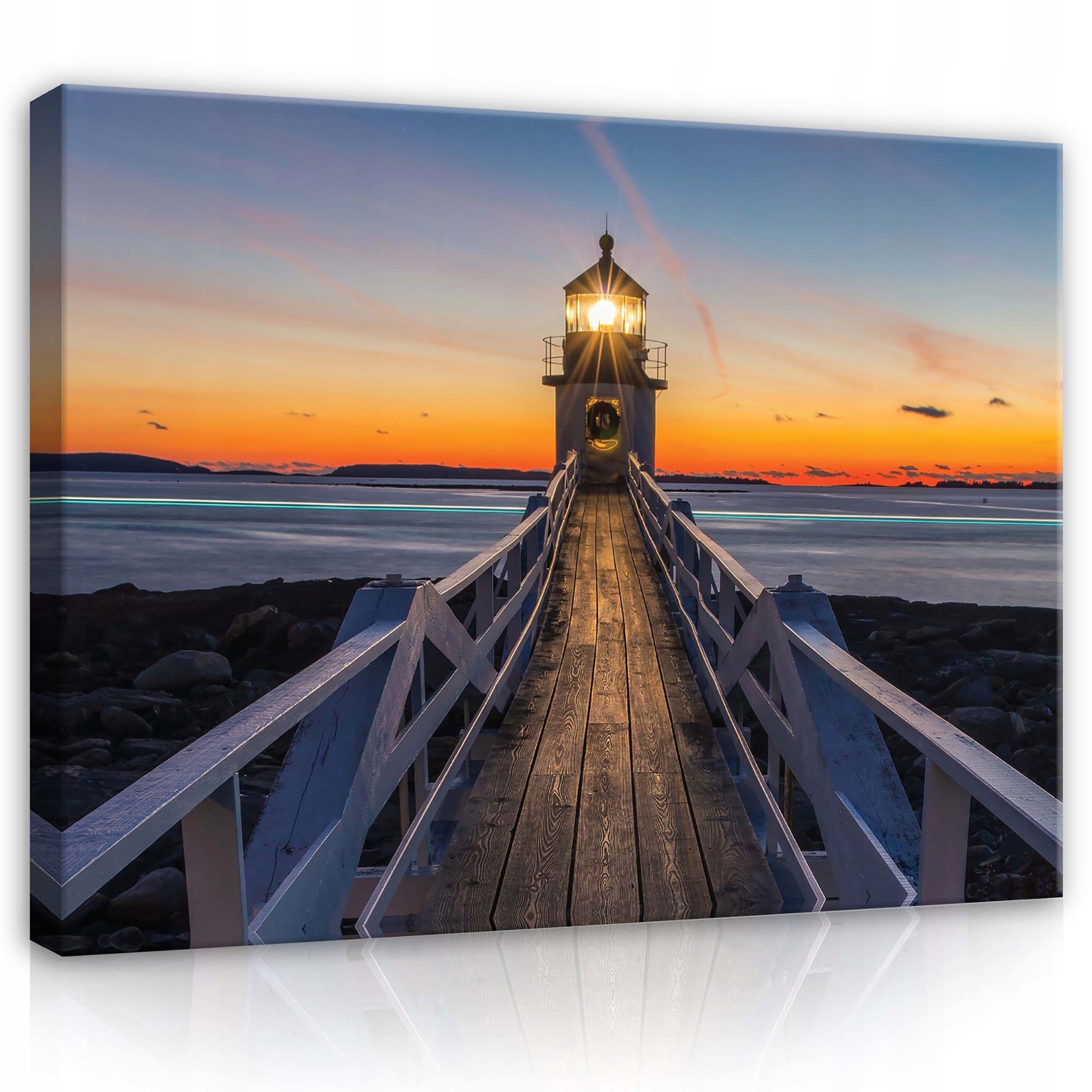 Obraz 80x60 Maják moře západ slunce krajina mořský klid