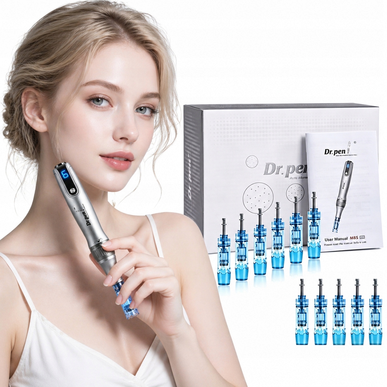 Dermapen Bezdrátový M8S Dr.pen Sada Pro Mezoterapii 12 Cartridge