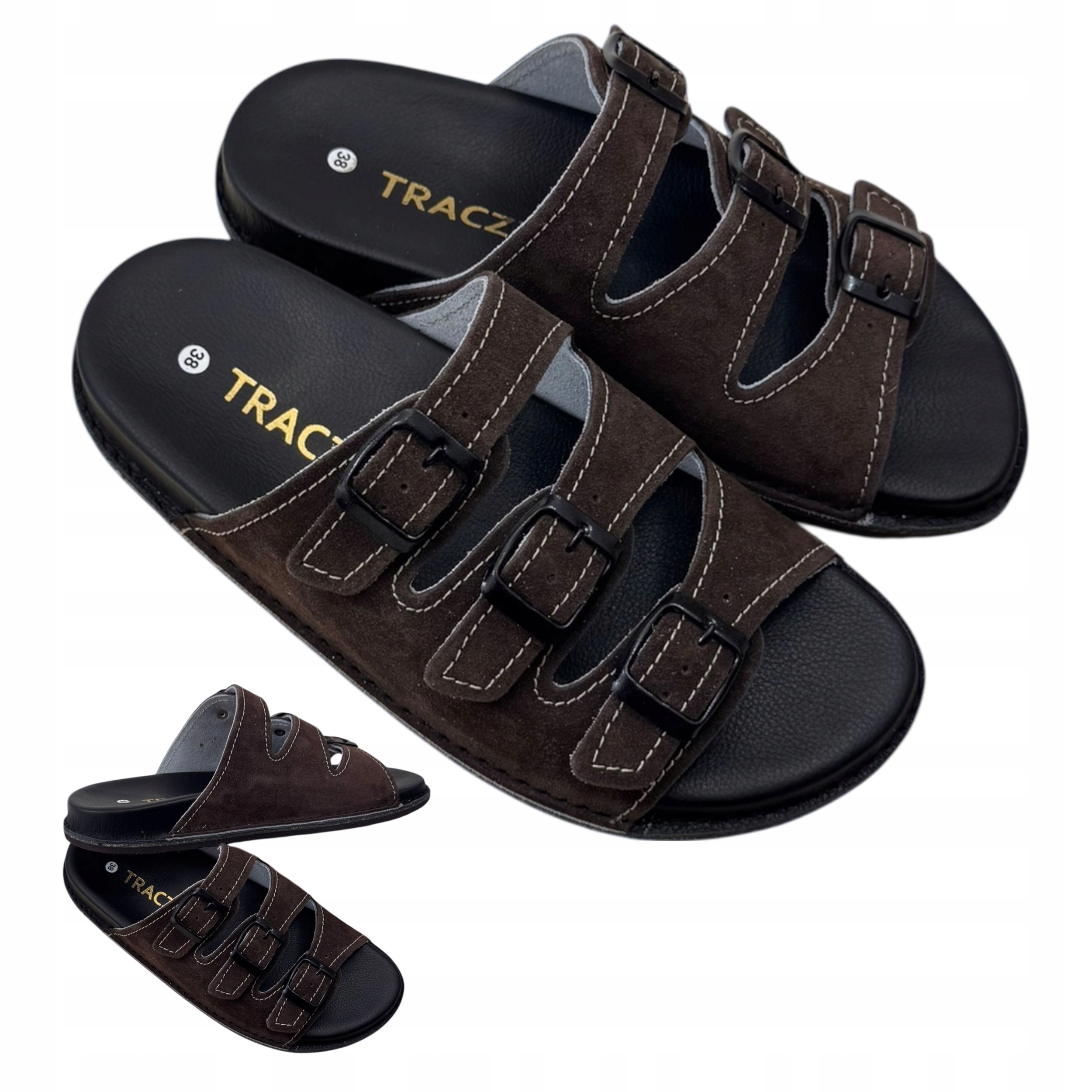 Kožené Nazouváky Ortopedické Traczyk profilované Choco vel.36