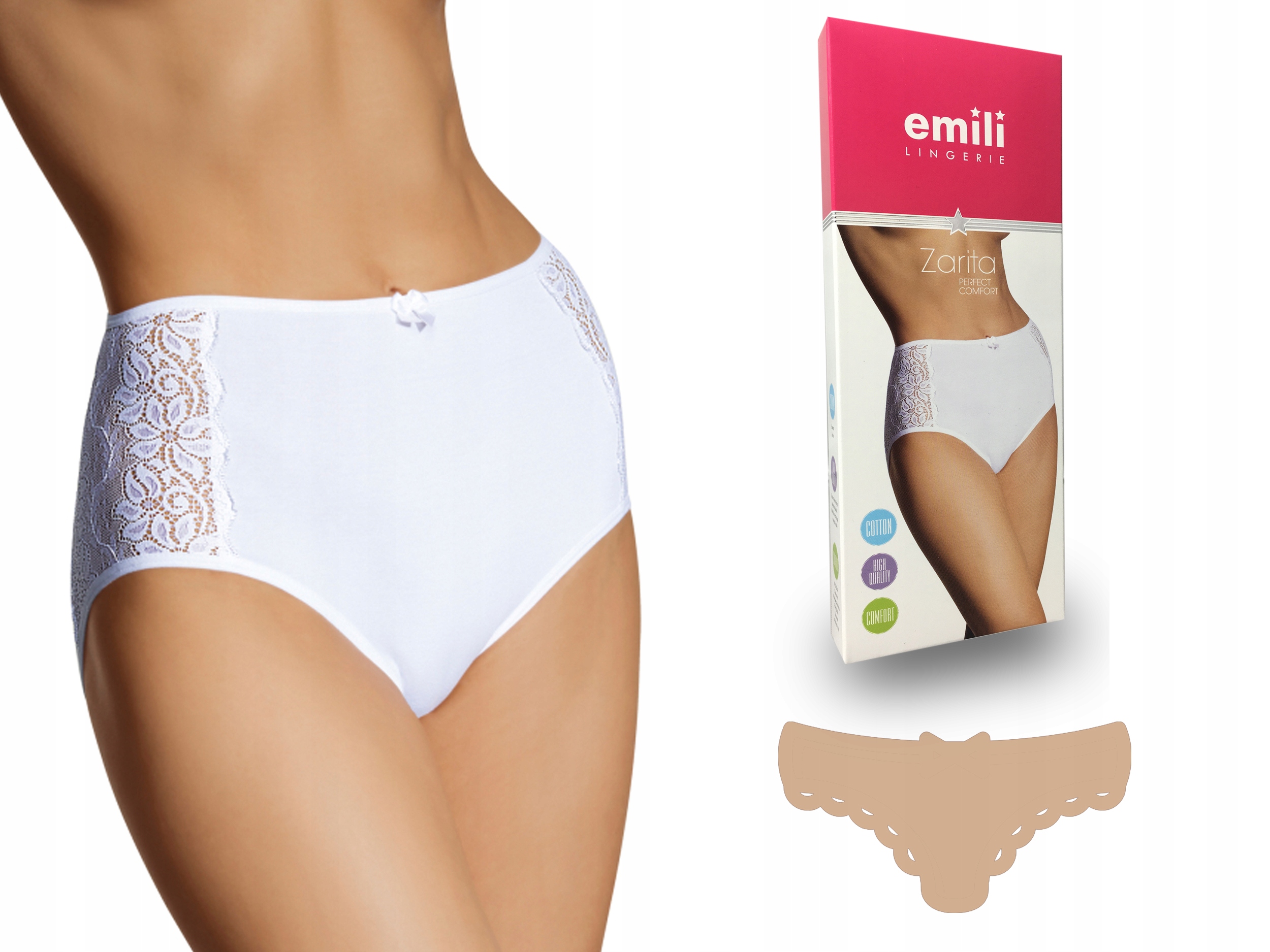 

Zarita Koronkowe Figi Bawełna Emili beżowy 2XL