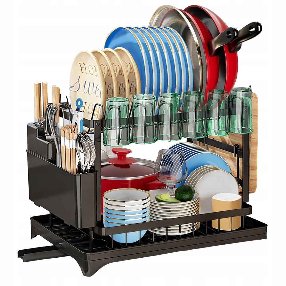 Dvouúrovňový odkapávač na nádobí S Podnosem, odkapávač na příbory 42x29x30cm