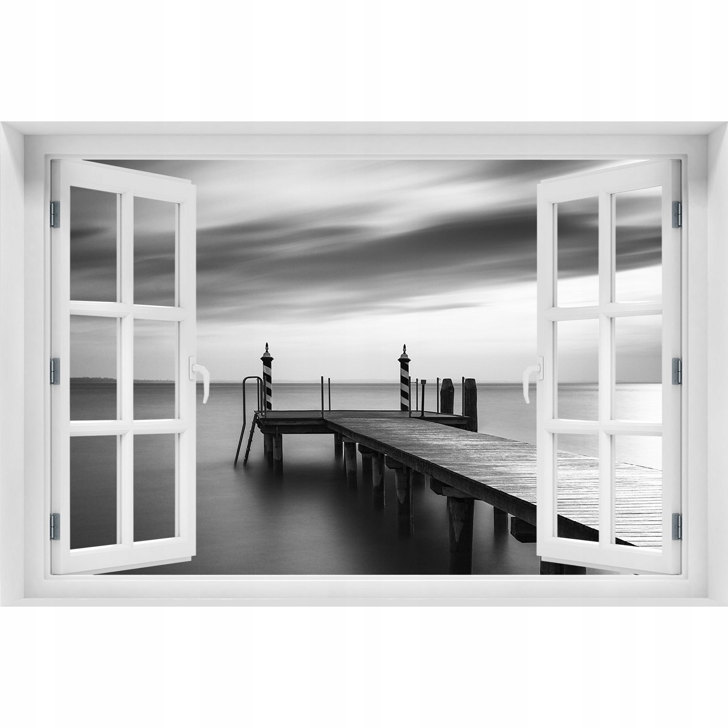 

3D Okno Naklejka na ścianę Molo nad jeziorem