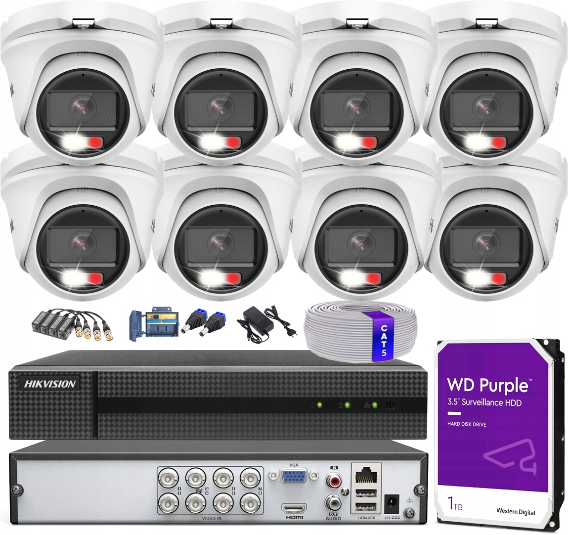 Sada pro monitorování Hikvision 5MPX Hilook Hikvision 8 kamer Hybrid Light