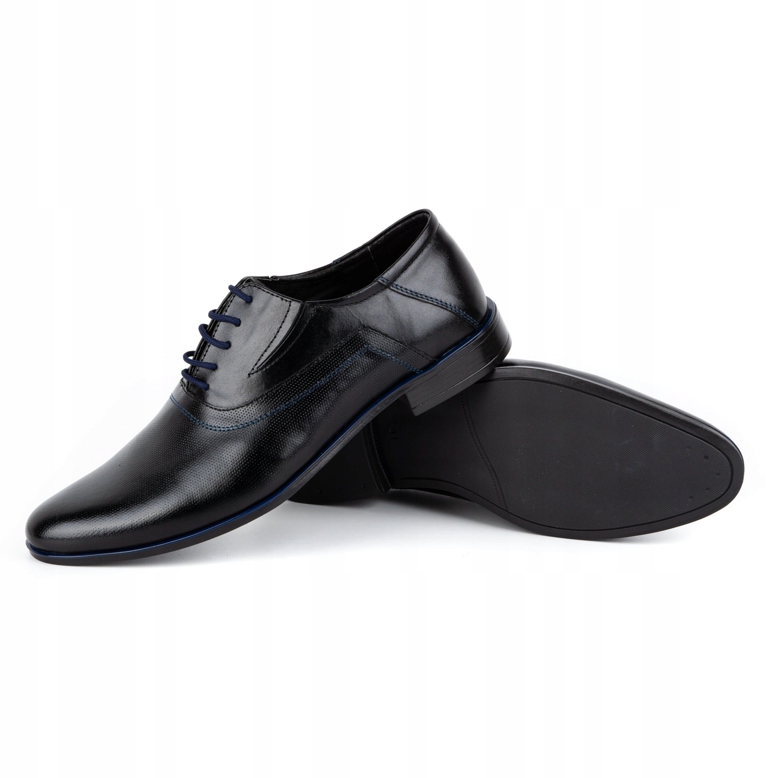 Pánské společenské boty z přírodní kůže Polské 243T9 černé 46